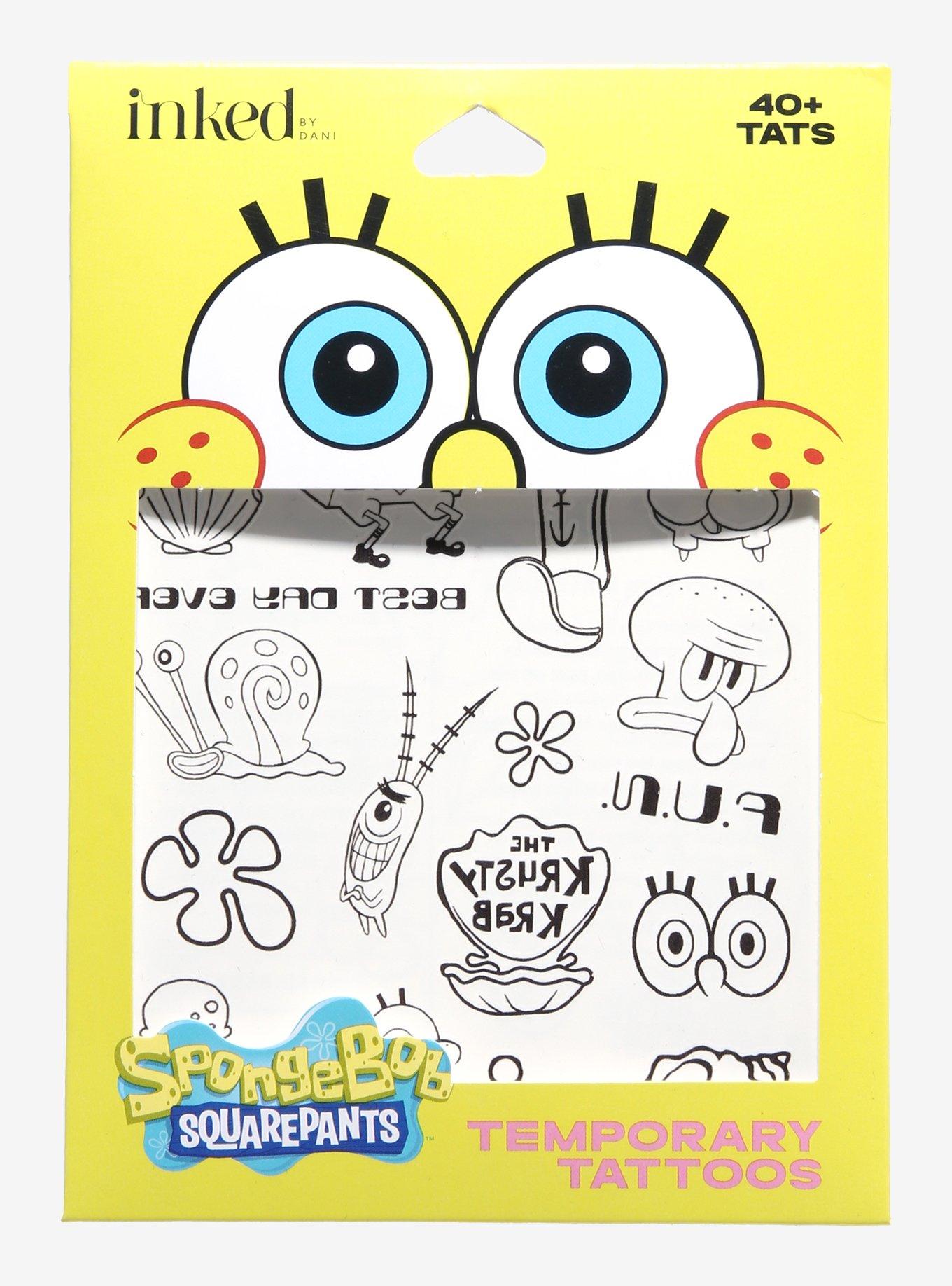 INKED By Dani SpongeBob SquarePants Temporary Tattoo Set