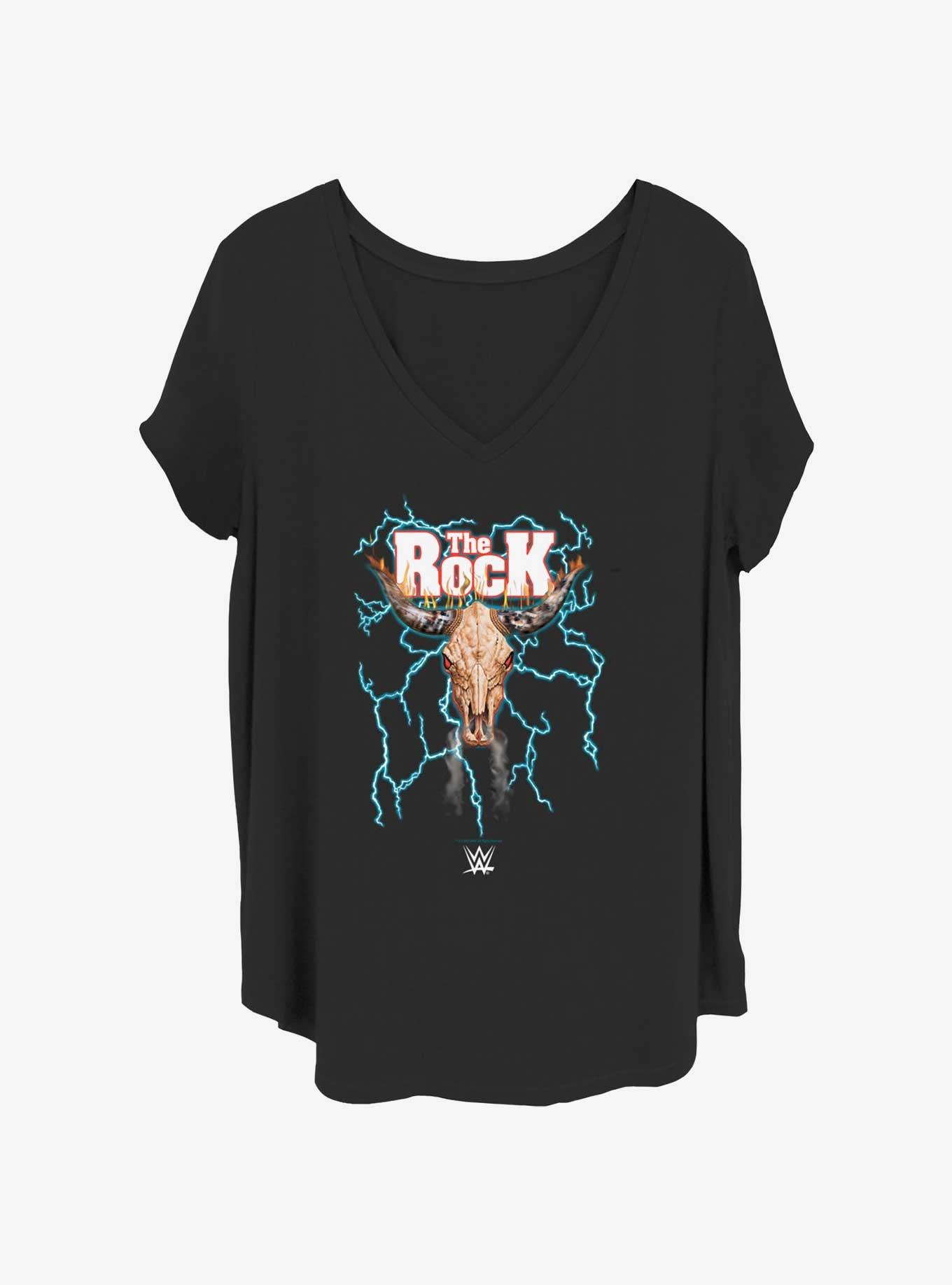 WWE Rock Bull Skull Womens T-Shirt Plus Size, BLACK, hi-res view 1