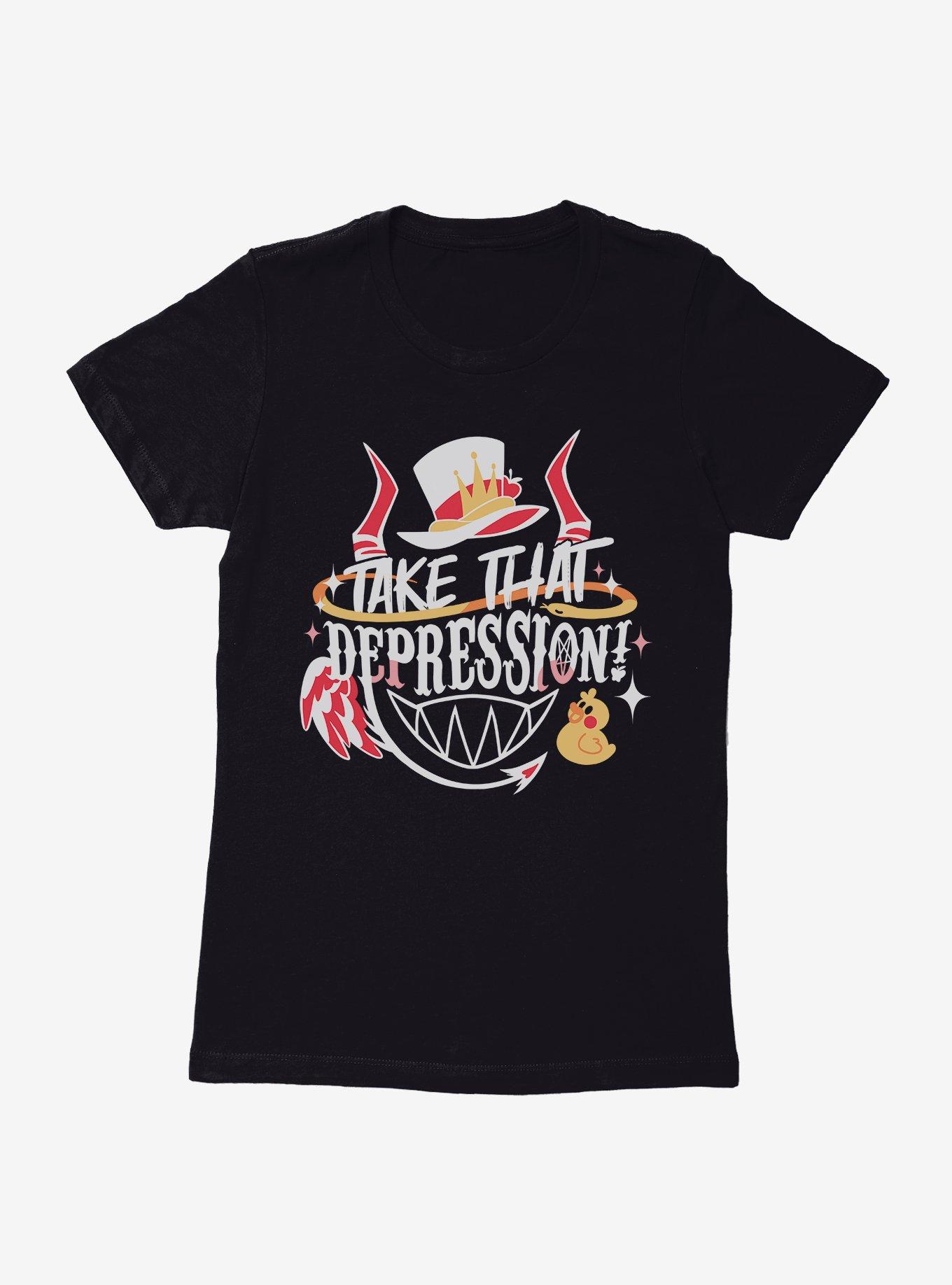 Hazbin Hotel Lucifer Take That Depression Womens T-Shirt, BLACK, hi-res