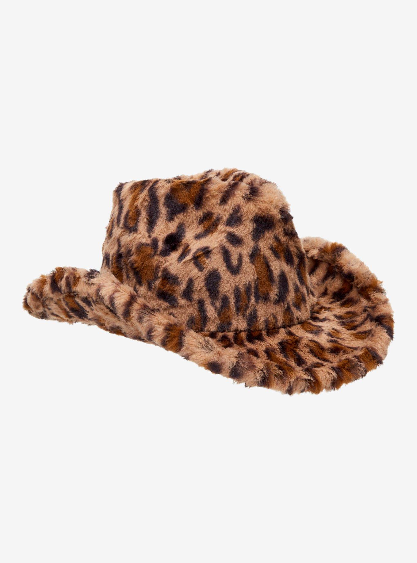 Leopard Print Fuzzy Cowboy Hat, , hi-res