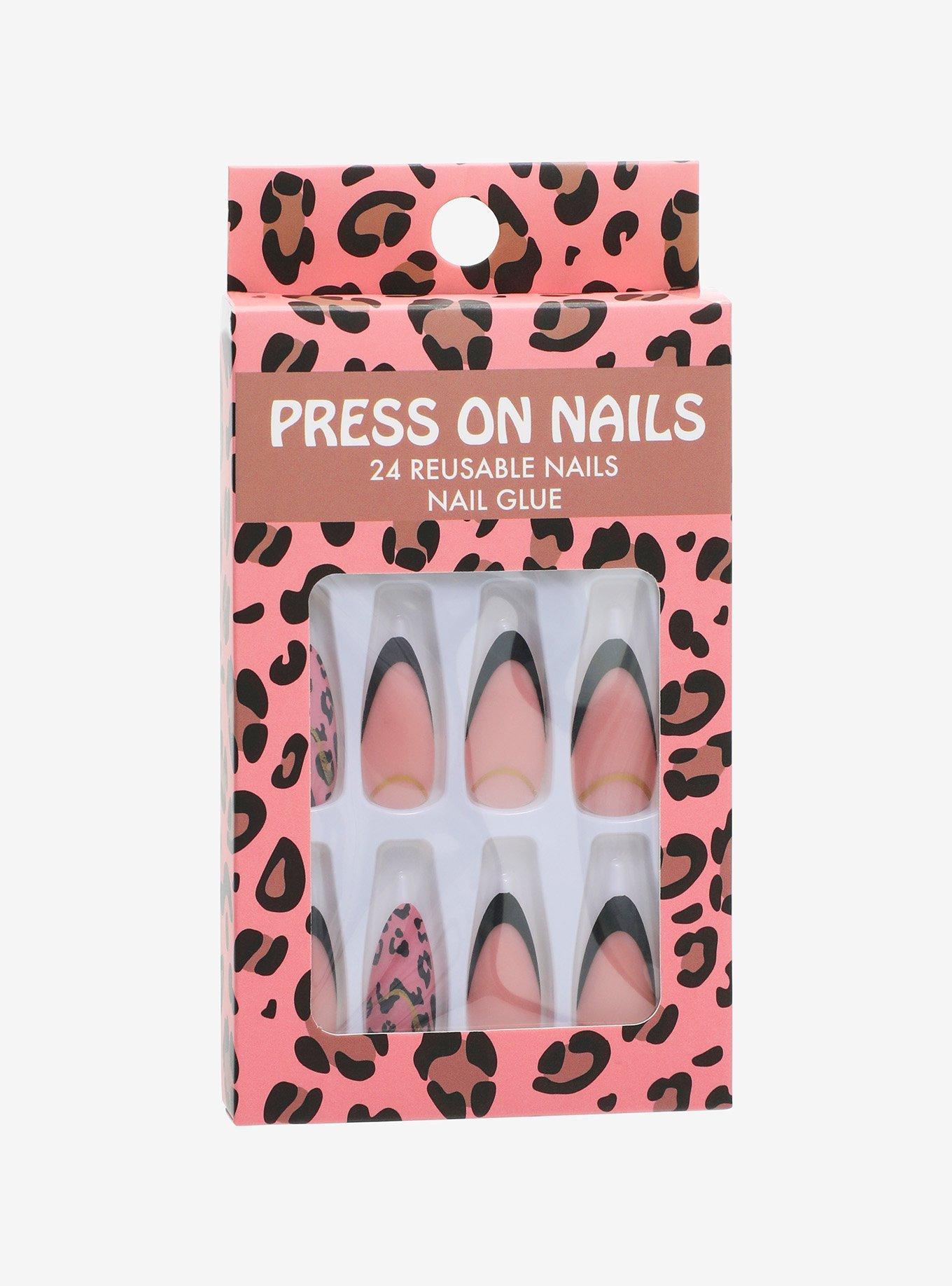 Black & Pink Leopard Press-On Nail Set, , hi-res