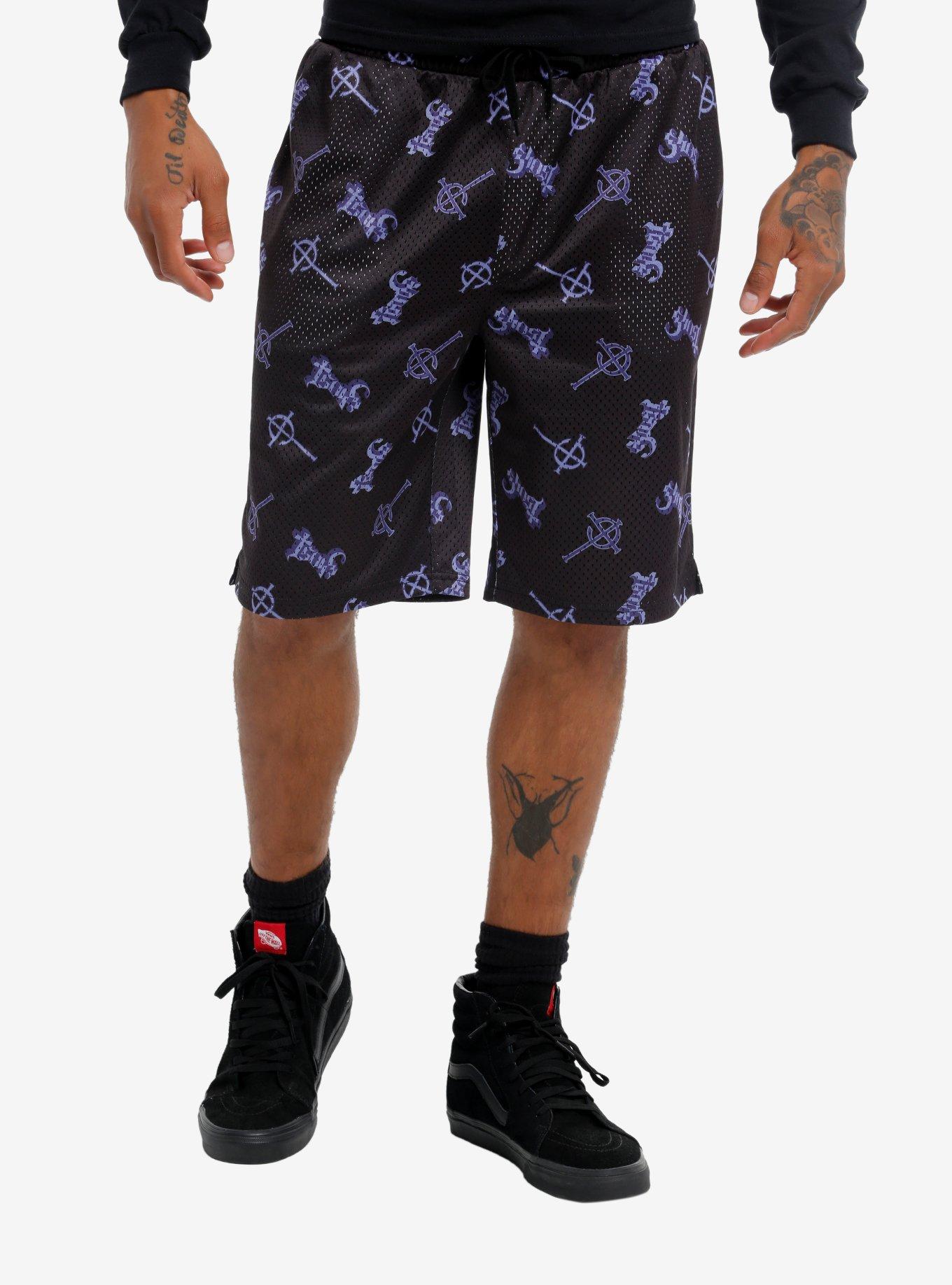 Ghost Allover Print Mesh Shorts, , hi-res