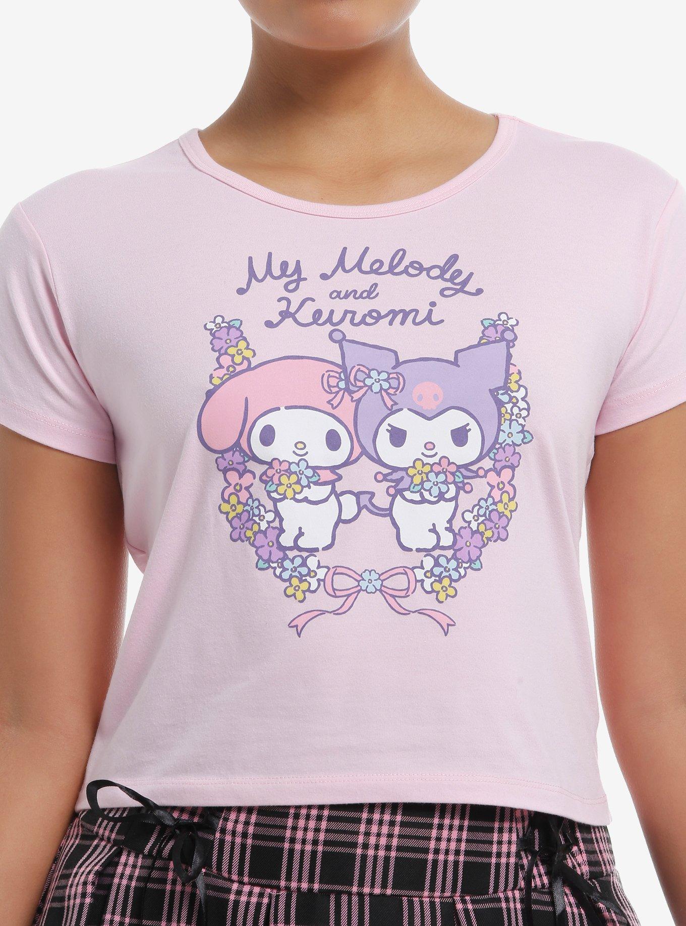 My Melody & Kuromi Floral Ribbon Girls Baby T-Shirt, , hi-res