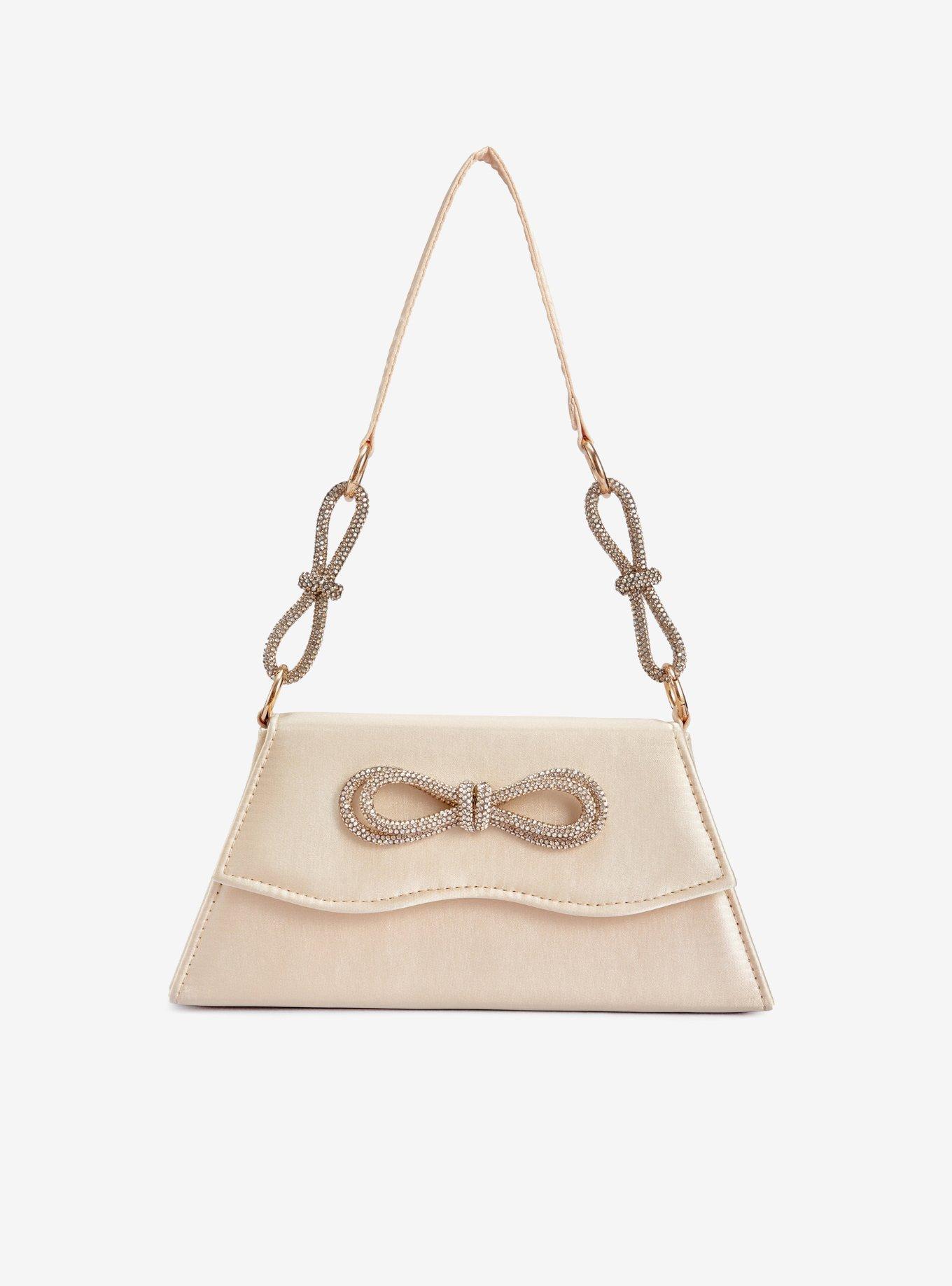 Amy Rhinestone Bows Gold Bag, , hi-res