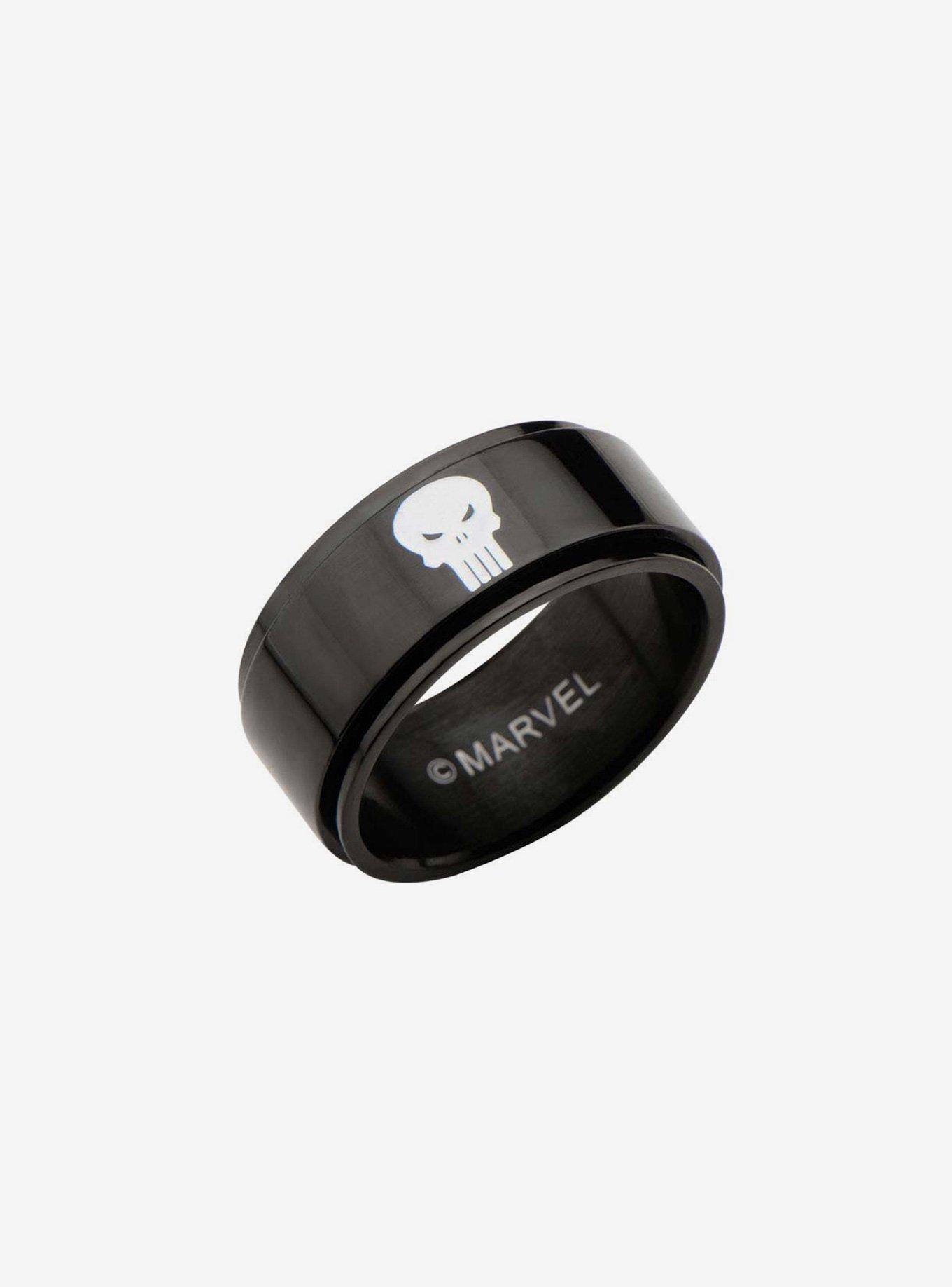 Marvel Punisher Black IP Spinner Ring, , hi-res