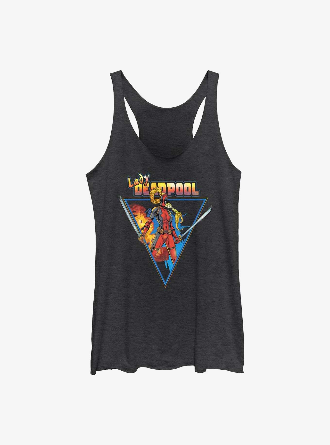 Marvel Lady Deadpool Triangle Portrait Womens Tank Top, BLK HTR, hi-res