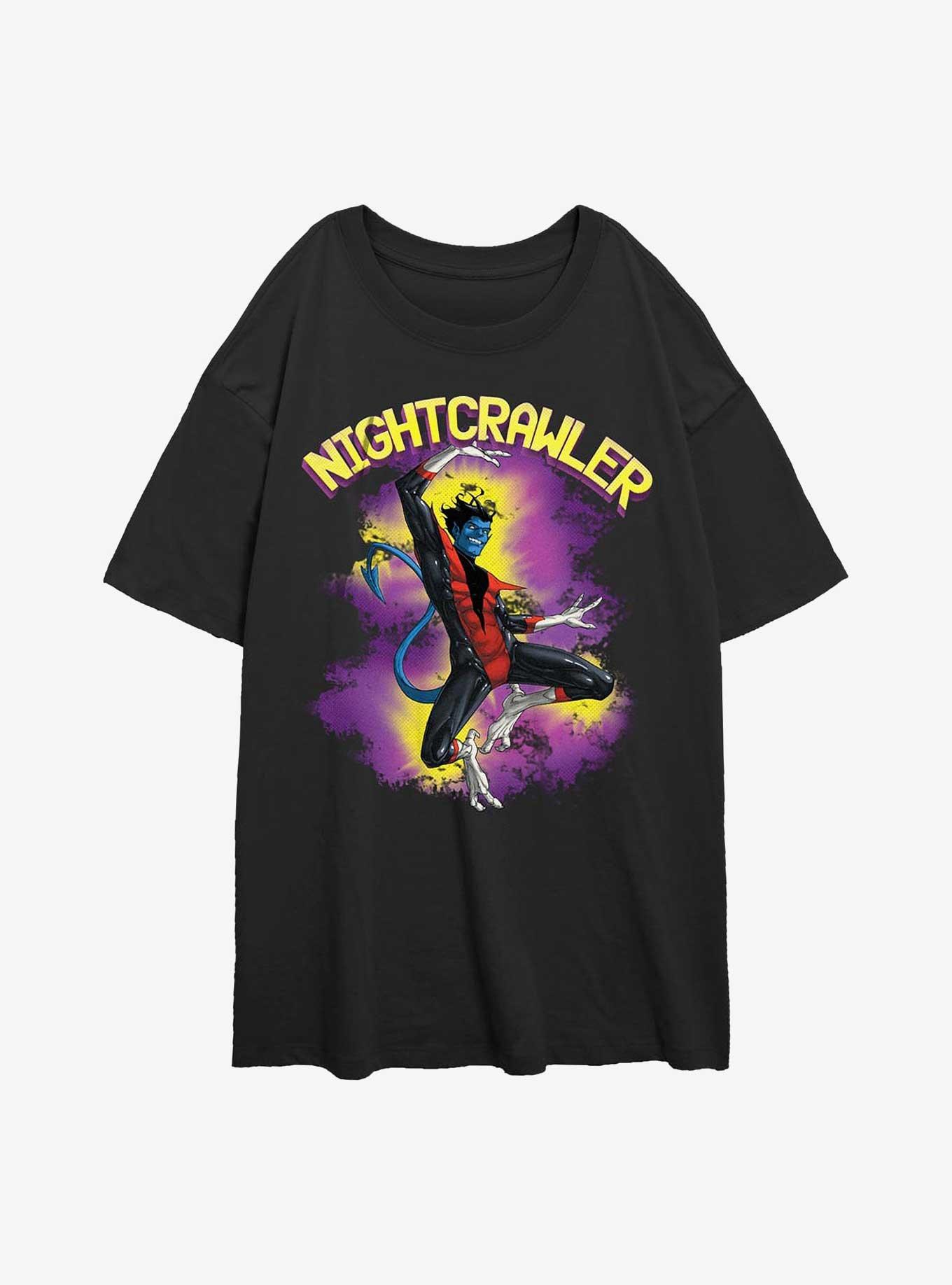 Marvel X-Men Nightcrawler Leap Womens Oversized T-Shirt, BLACK, hi-res