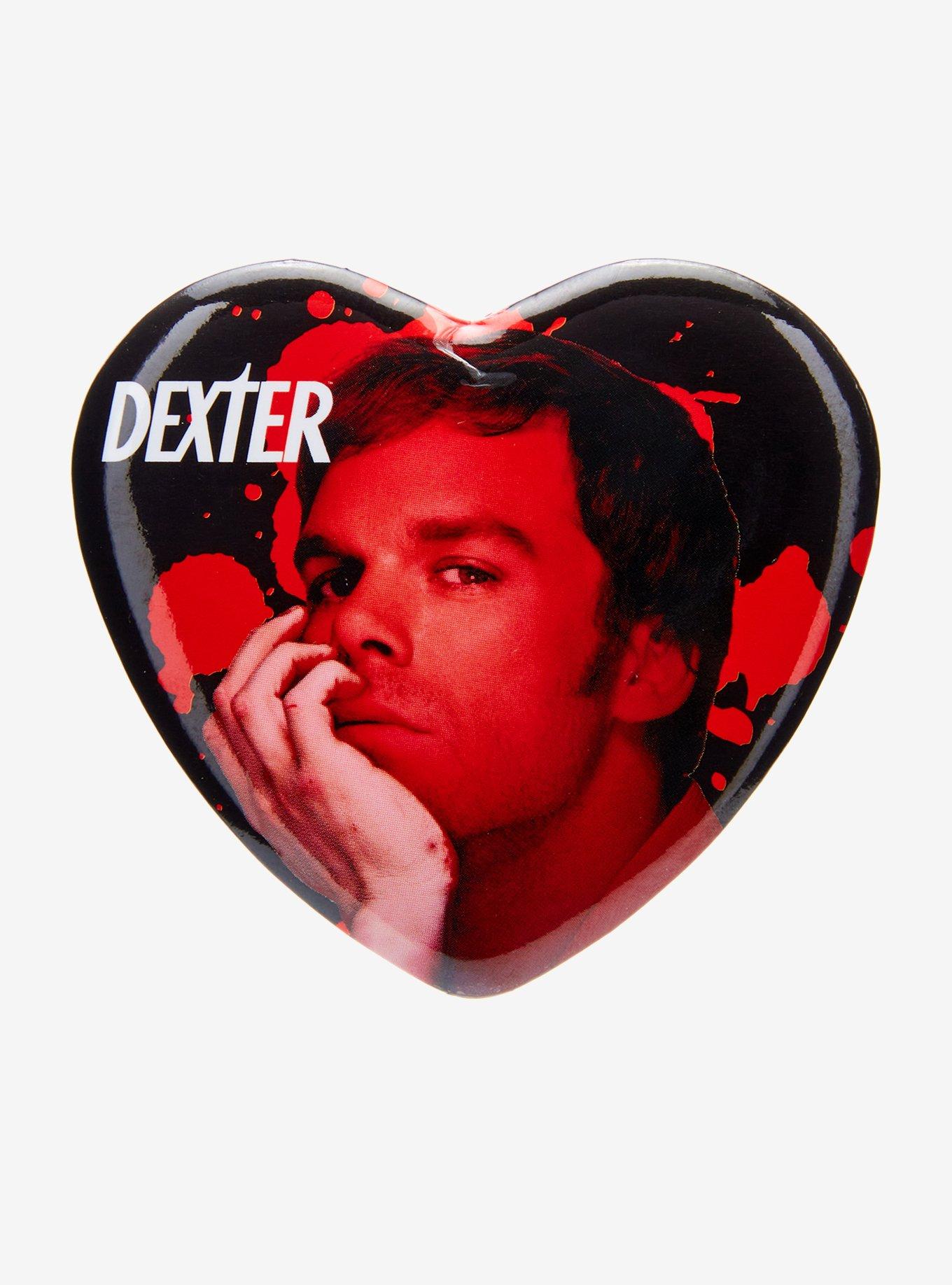 Dexter Blood Splatter Heart Button, , hi-res