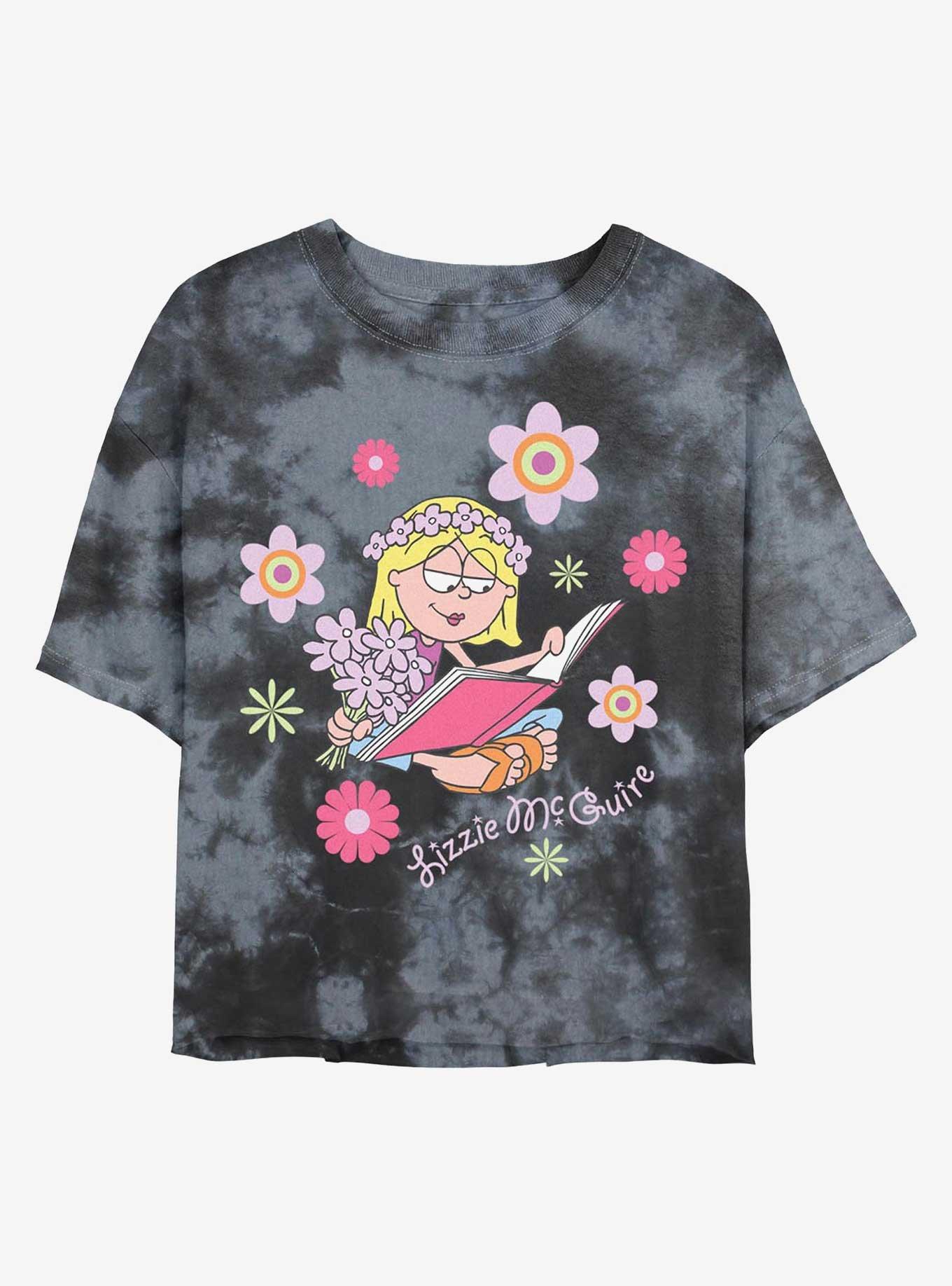 Disney Lizzie McGuire Groovy Lizzie Girls Tie-Dye Crop T-Shirt, BLKCHAR, hi-res