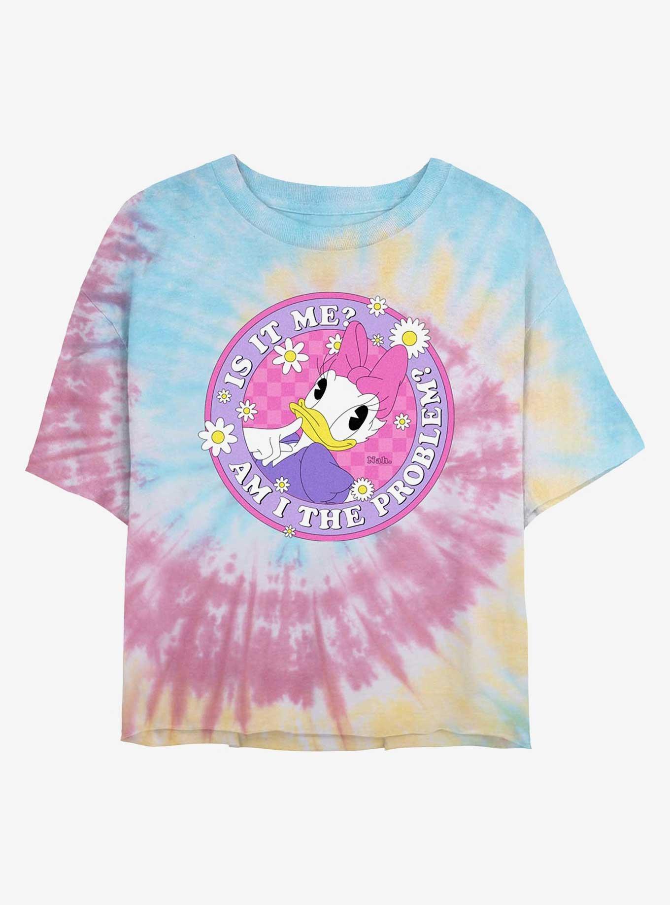 Disney Daisy Duck Am I The Problem Girls Tie-Dye Crop T-Shirt, , hi-res