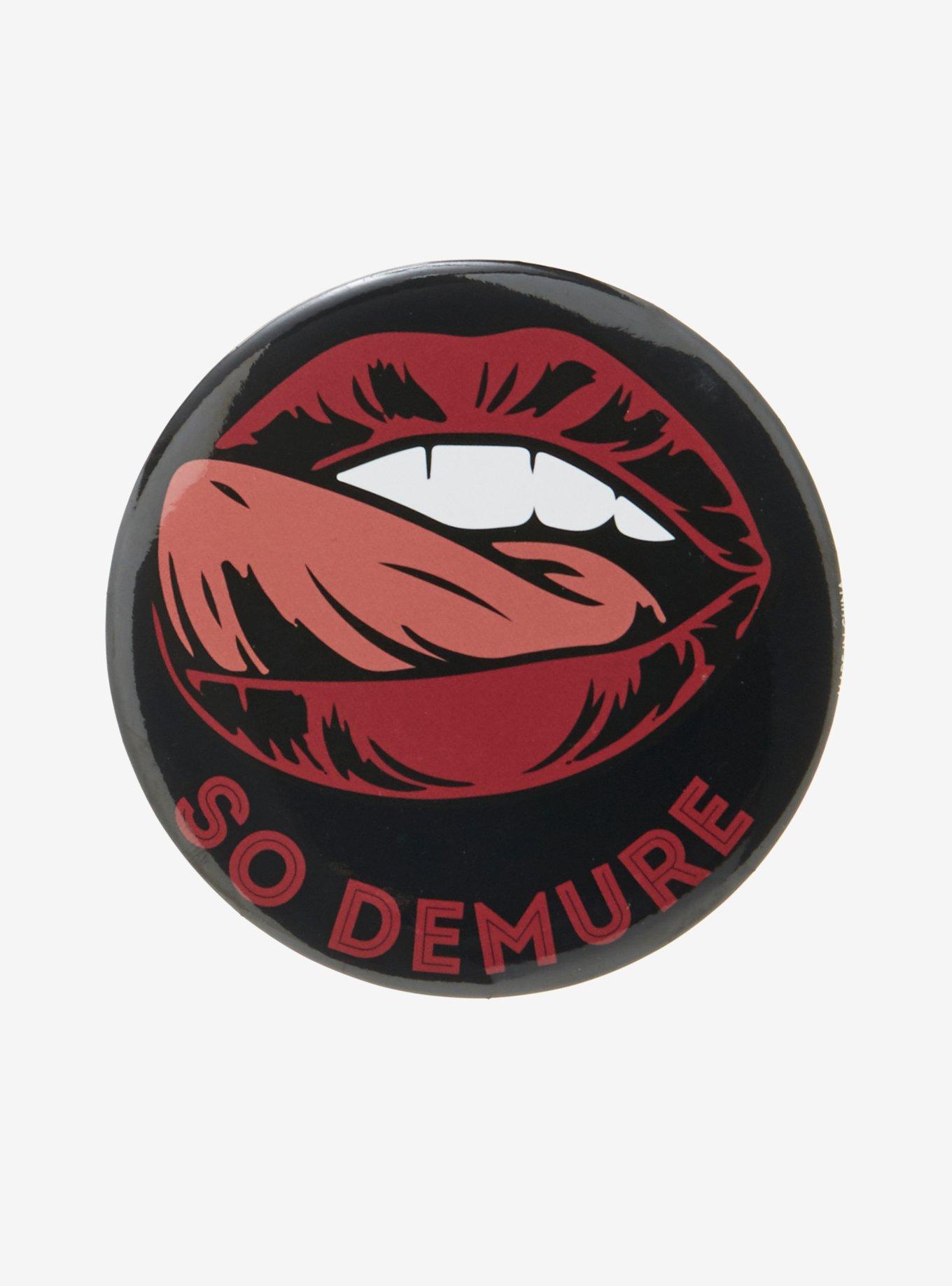 Demure Lips 3 Inch Button, , hi-res