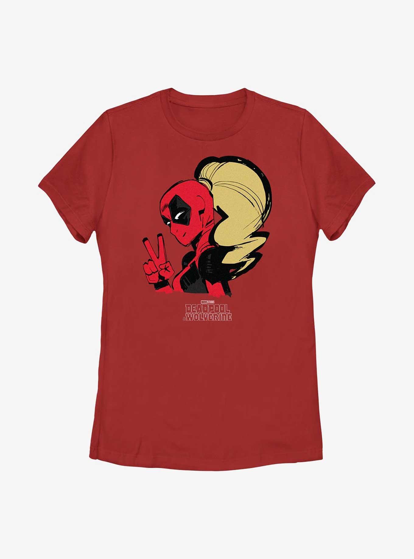 Marvel Deadpool & Wolverine Lady Deadpool Sketch Womens T-Shirt, RED, hi-res