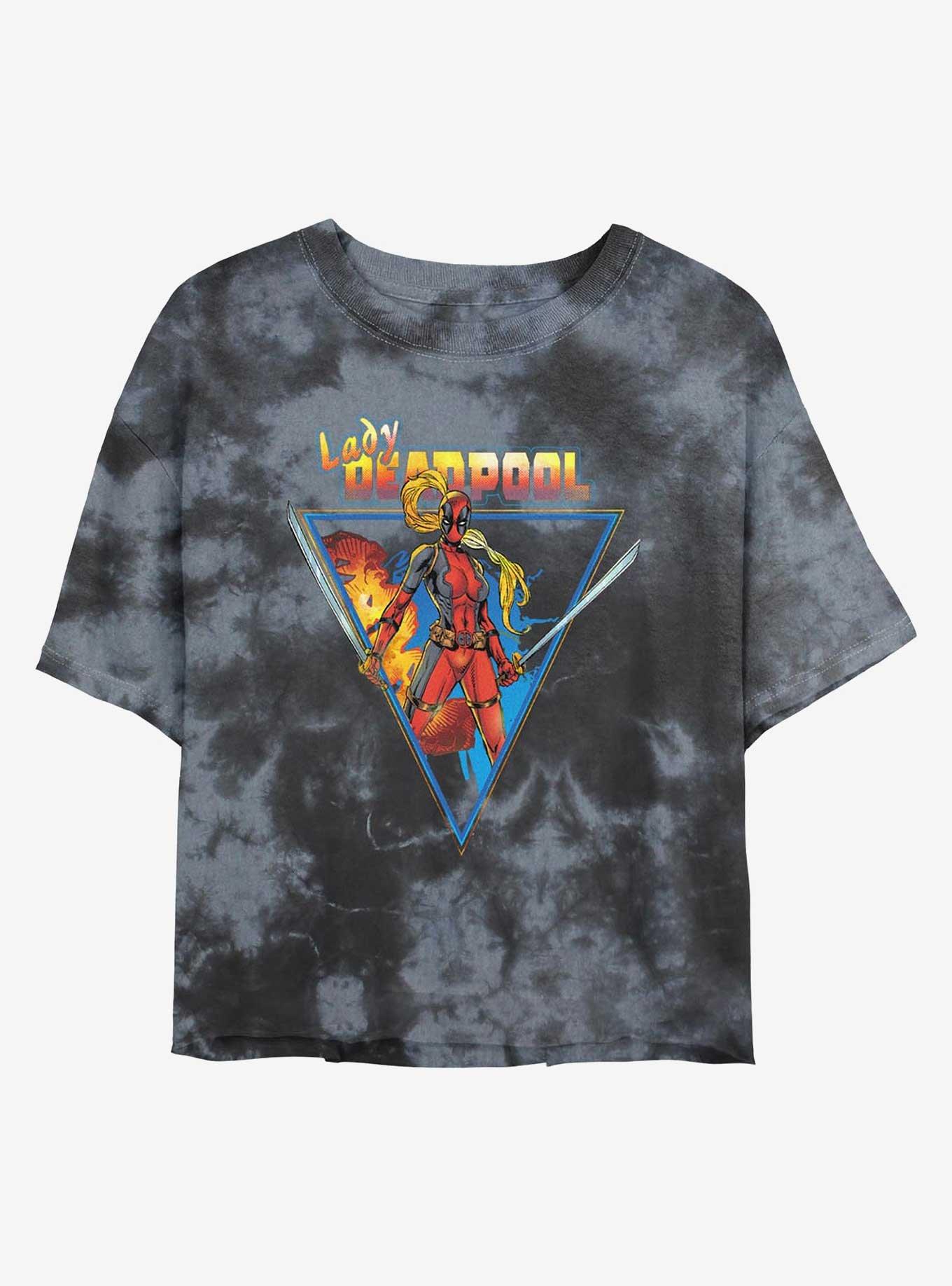 Marvel Lady Deadpool Triangle Portrait Womens Tie-Dye Crop T-Shirt, , hi-res