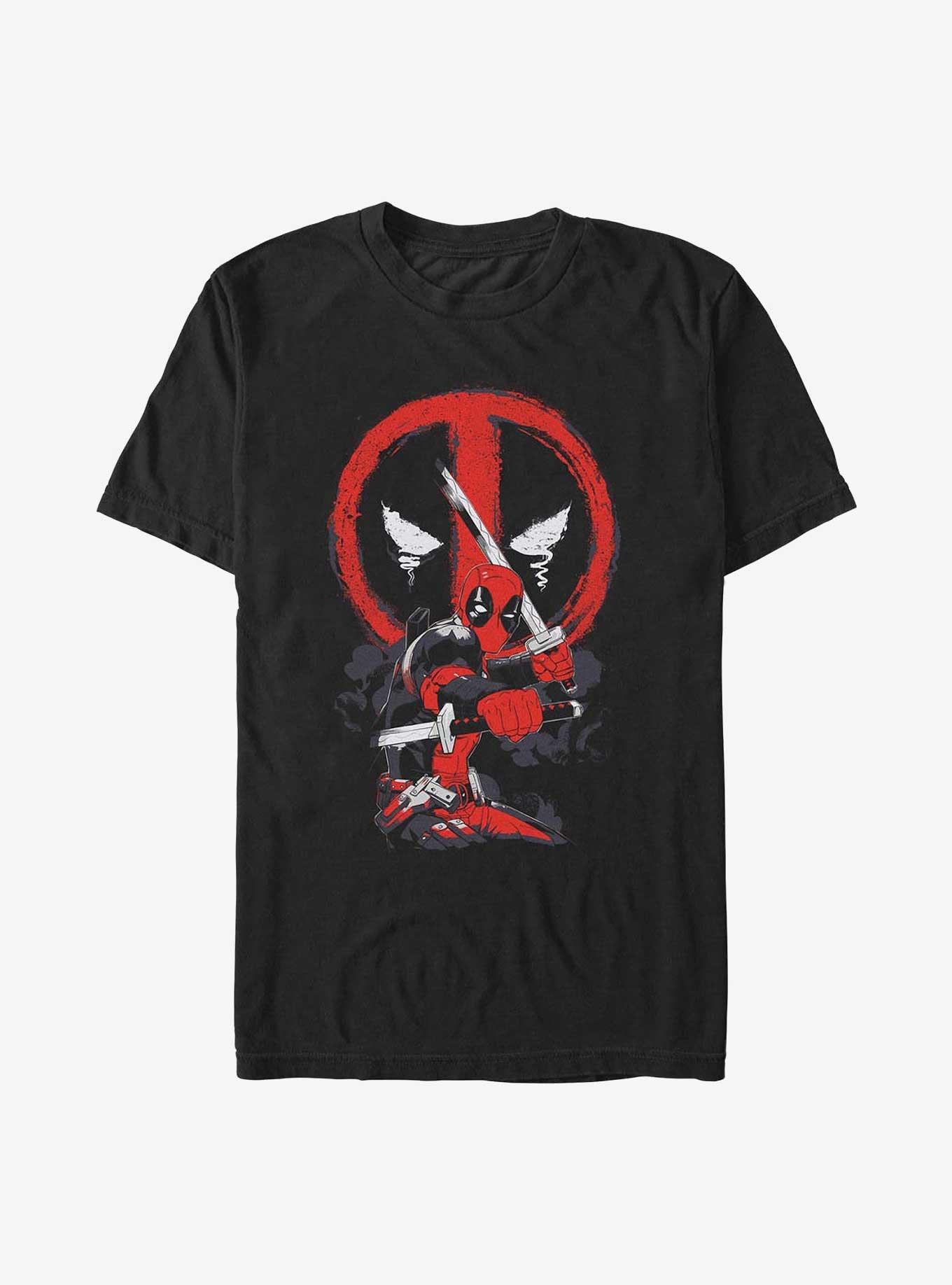 Marvel Deadpool Smoke Logo T-Shirt, BLACK, hi-res