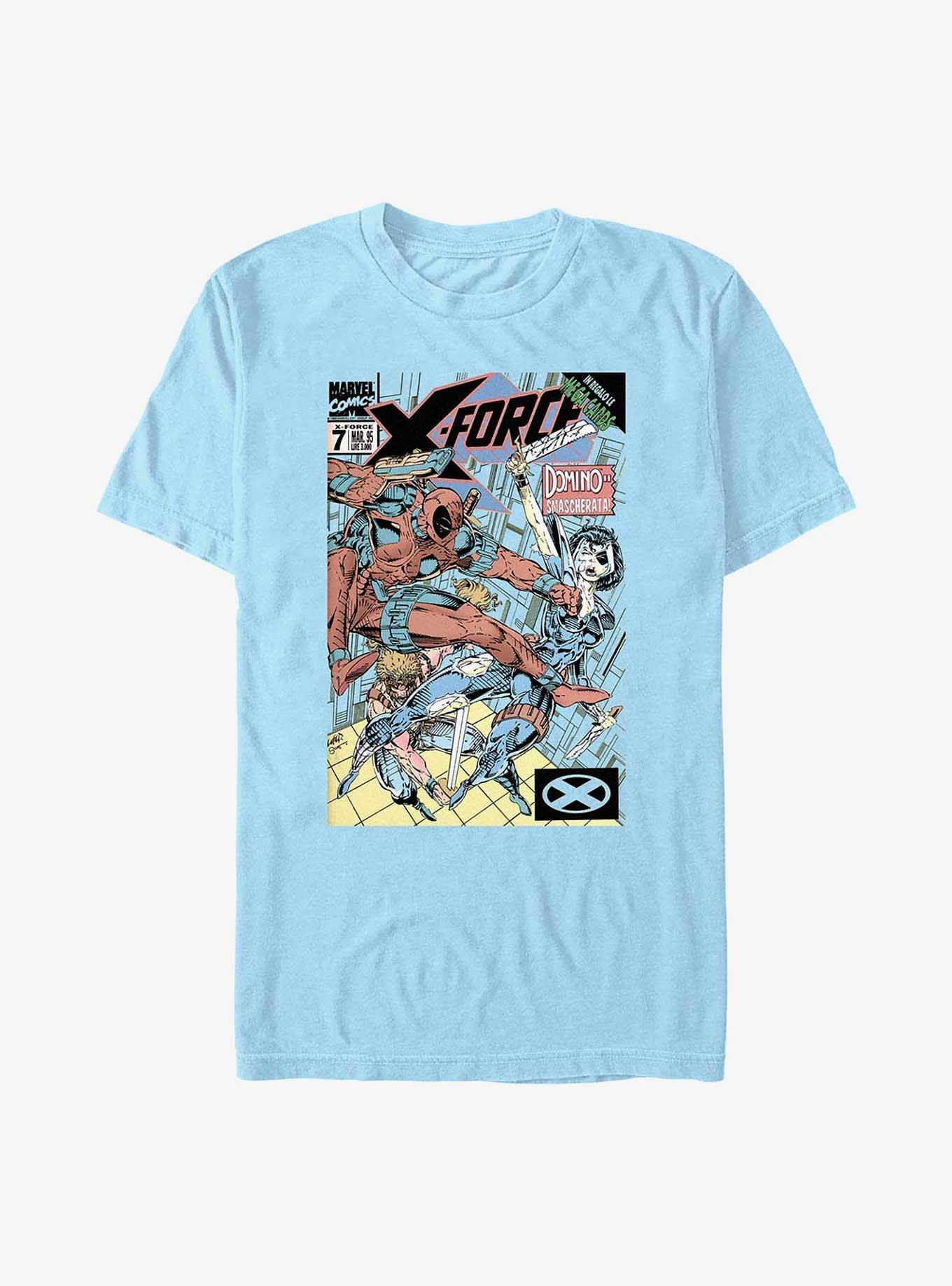 Marvel Deadpool Domino Smascherata Comic Cover T-Shirt, LT BLUE, hi-res