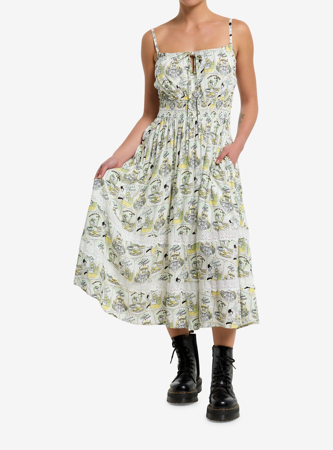 Her Universe Disney The Princess And The Frog Vintage Print Midi Dress, MULTI, hi-res