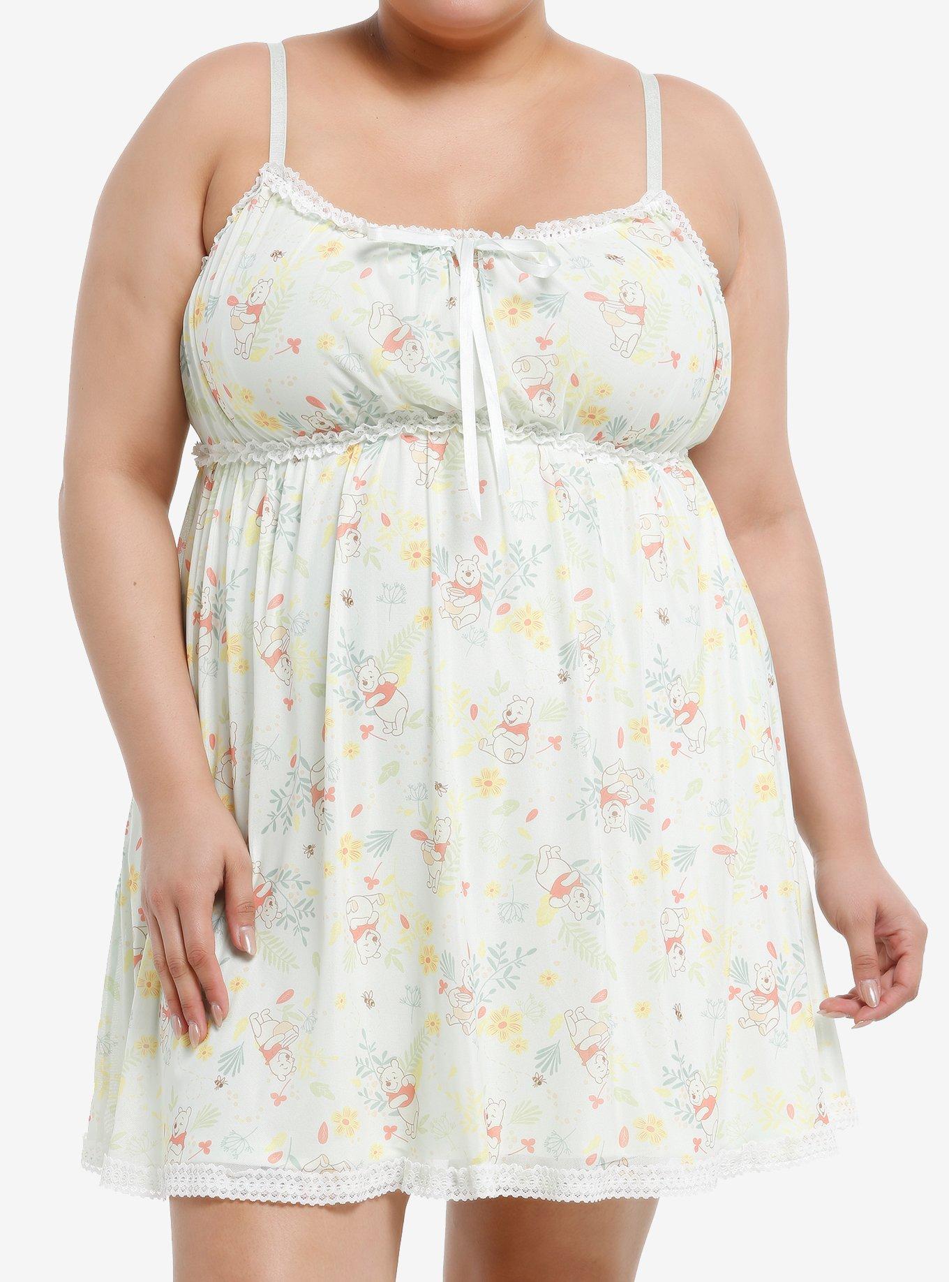 Disney Winnie The Pooh Floral Slip Cami Dress Plus Size, , hi-res