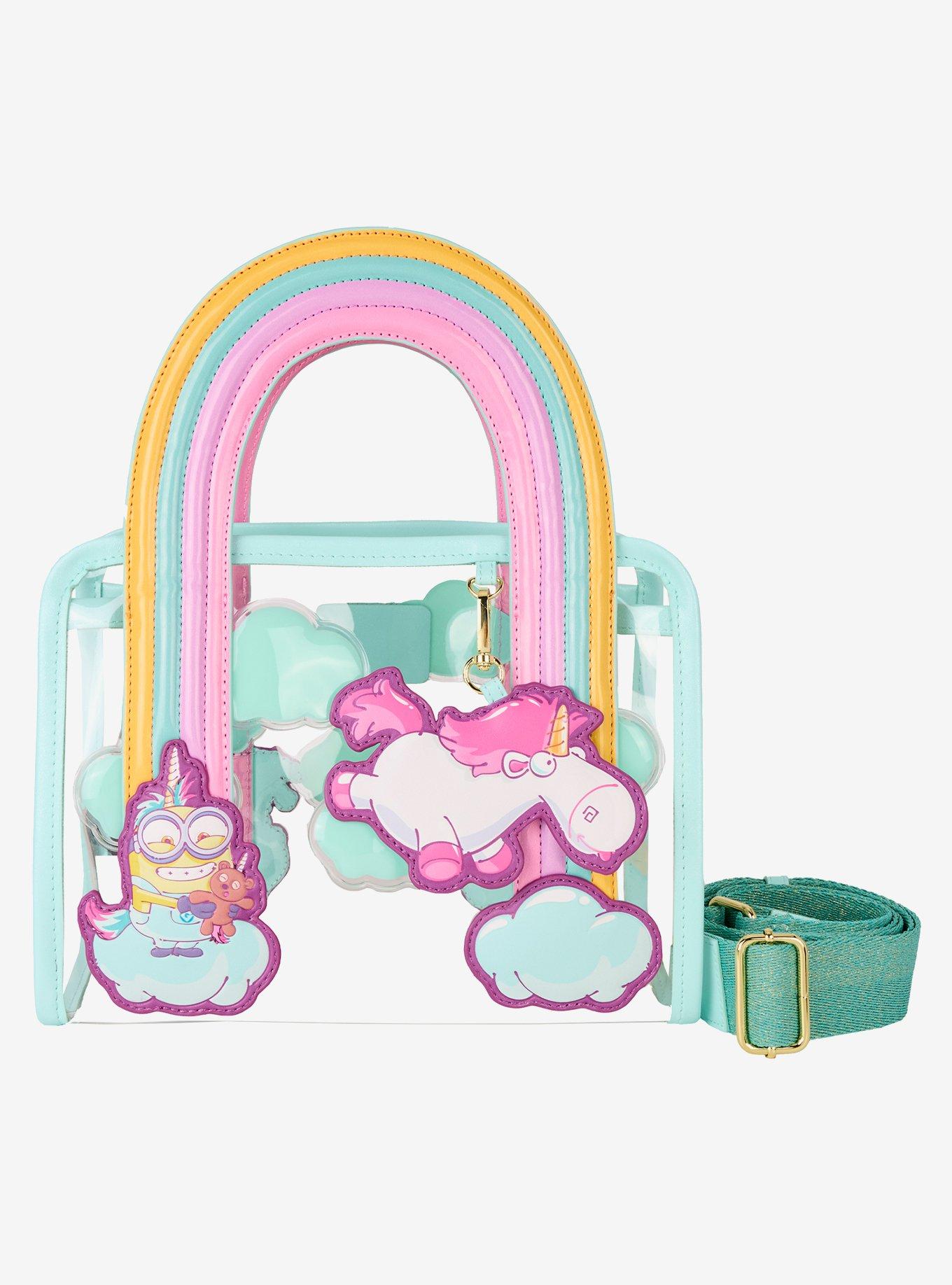Loungefly Minions Fluffy Unicorn Rainbow Clear Crossbody Bag, , hi-res