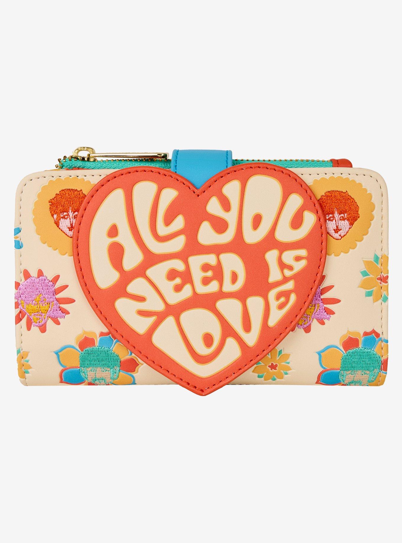 Loungefly The Beatles All You Need Is Love Floral Wallet, , hi-res