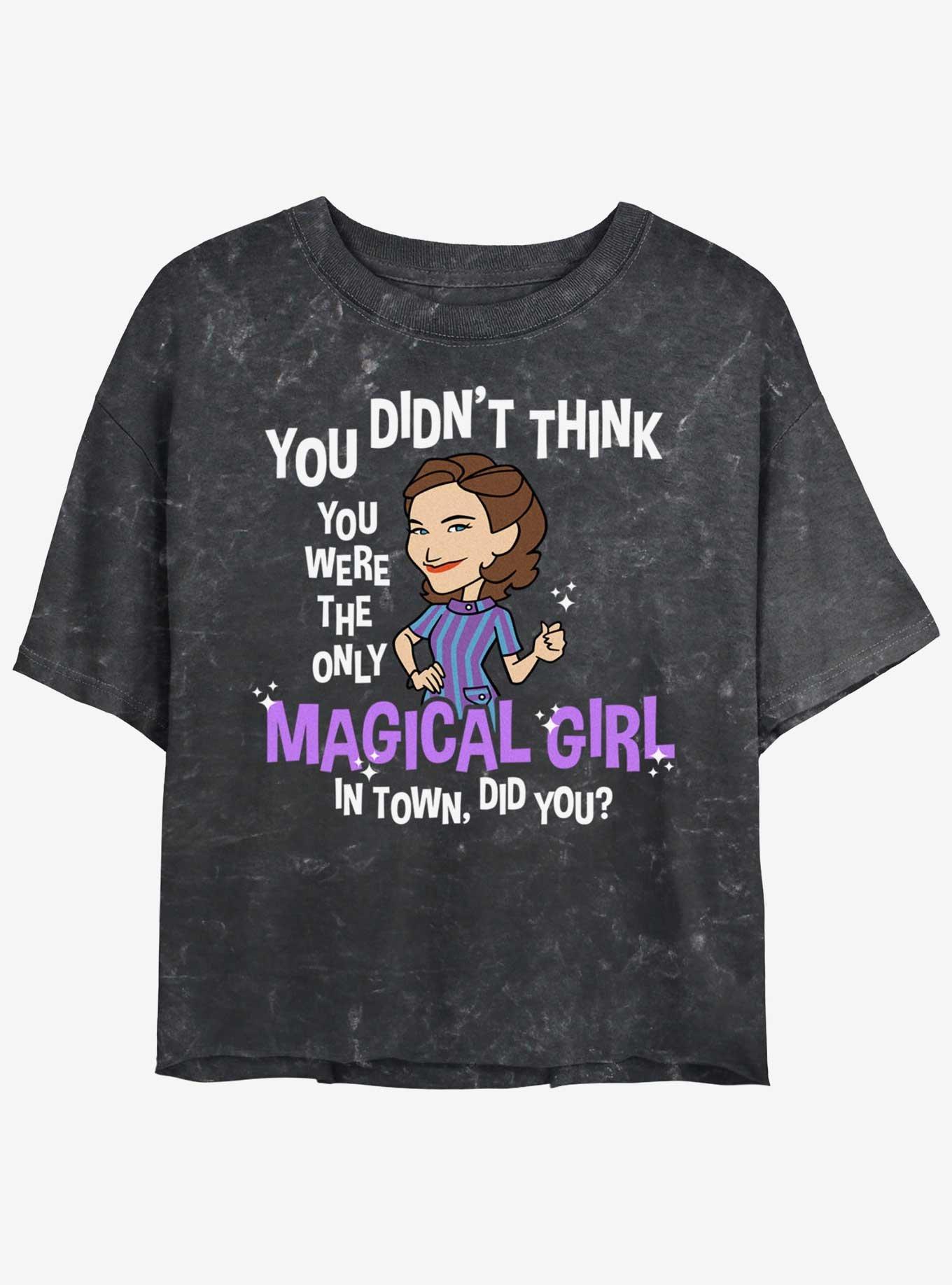 Marvel WandaVision The Only Magical Girl Womens Mineral Wash Crop T-Shirt, BLACK, hi-res