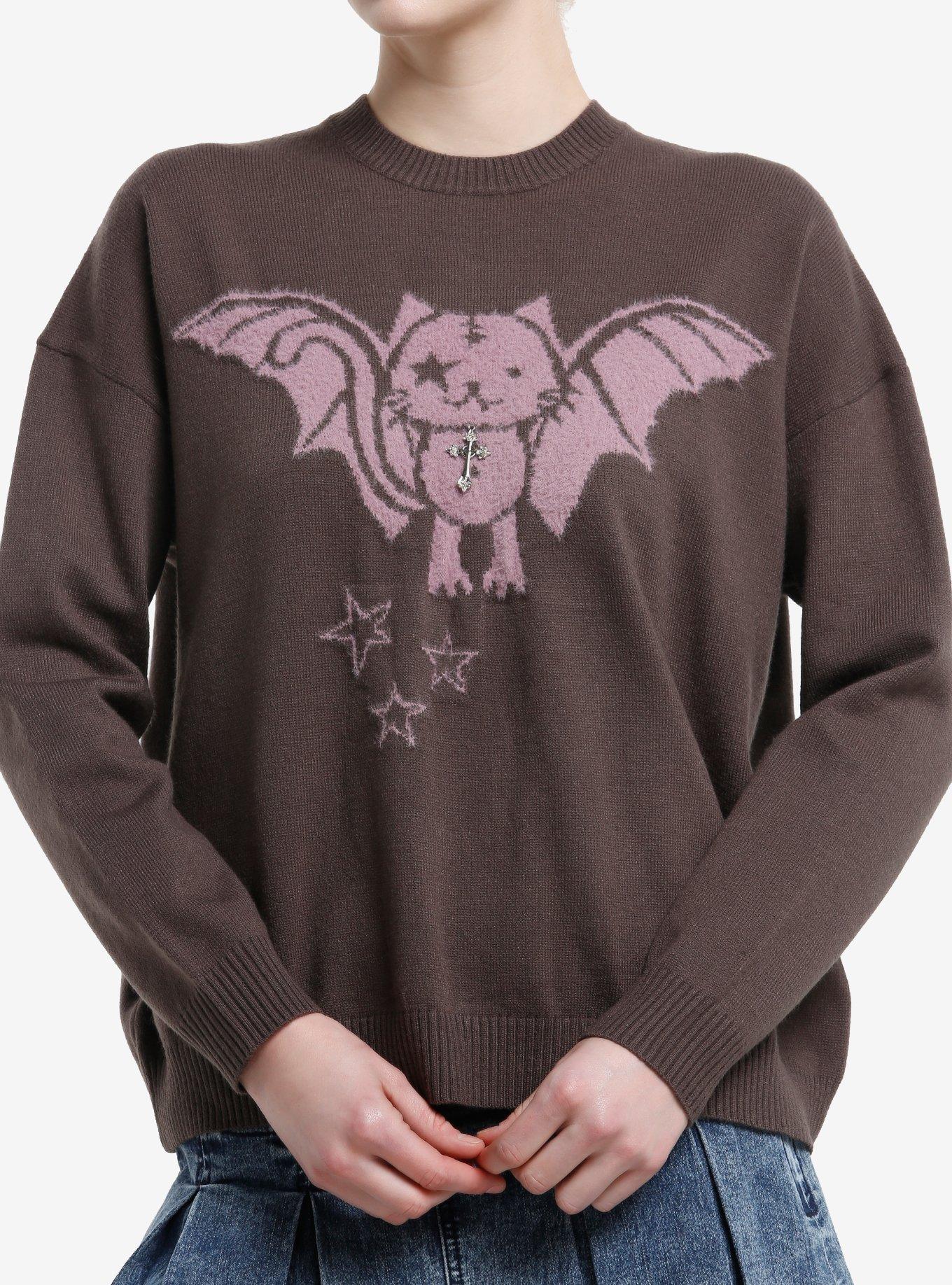 Daisy Street Vampire Bat Cross Charm Girls Sweater, , hi-res