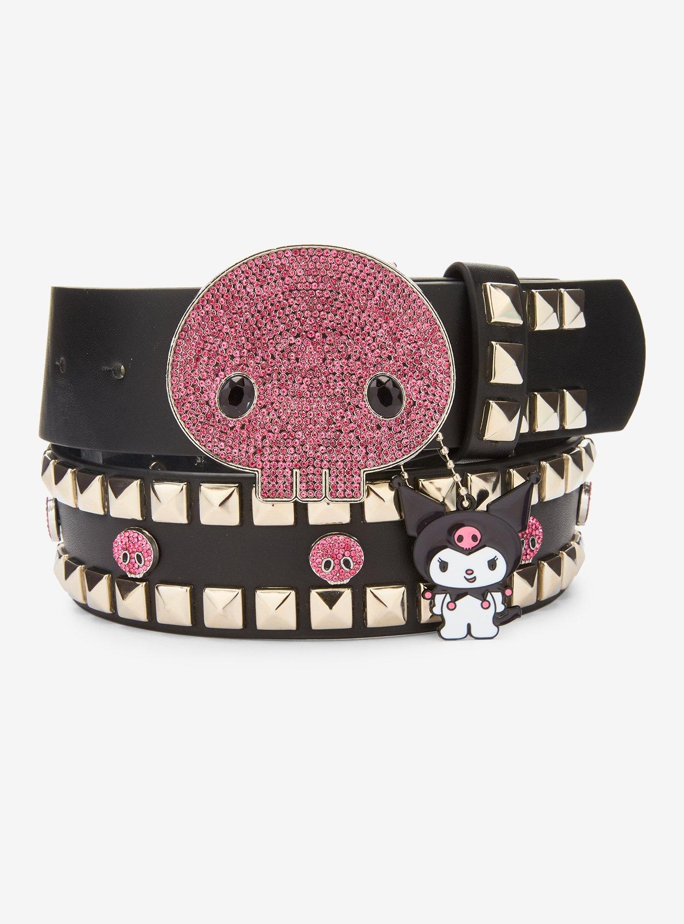 Kuromi Bling Skull Pyramid Stud Belt, , hi-res