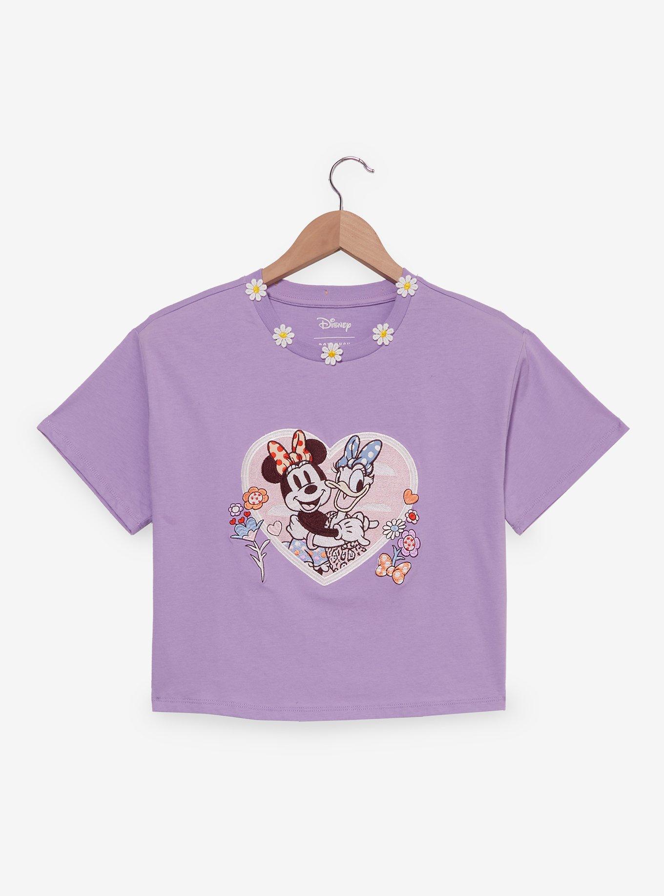 Disney Minnie Mouse & Daisy Duck Floral Women's Cropped T-Shirt - BoxLunch Exclusive, , hi-res