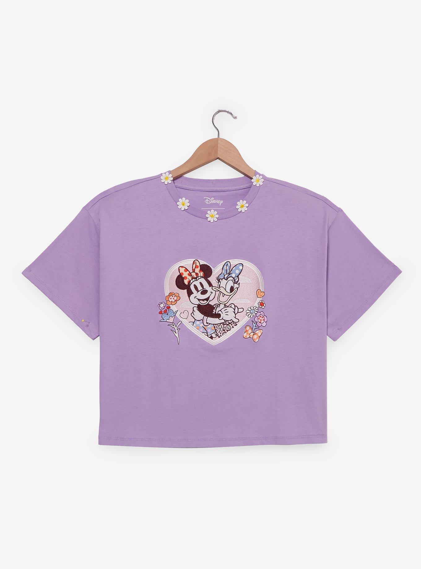 Disney Minnie Mouse & Daisy Duck Floral Women's Plus Size Cropped T-Shirt - BoxLunch Exclusive, , hi-res