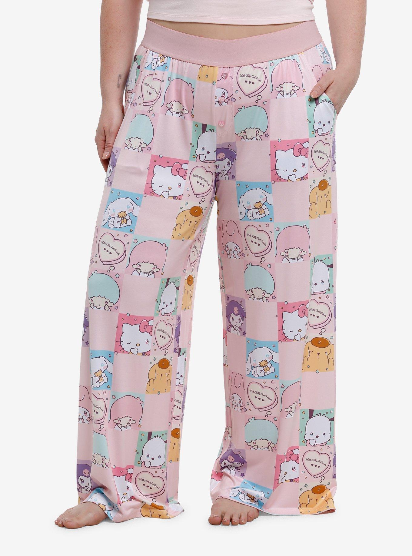 Hello Kitty And Friends Missing You Checkered Pajama Pants Plus Size, , hi-res