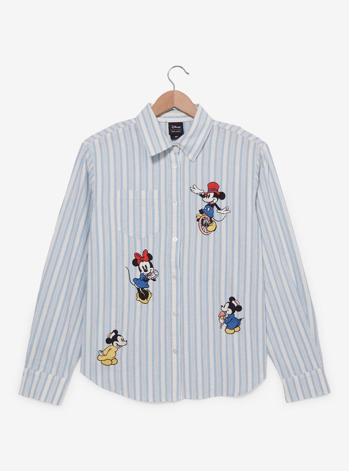 Disney Mickey and Friends Fair Women's Striped Long Sleeve Button
