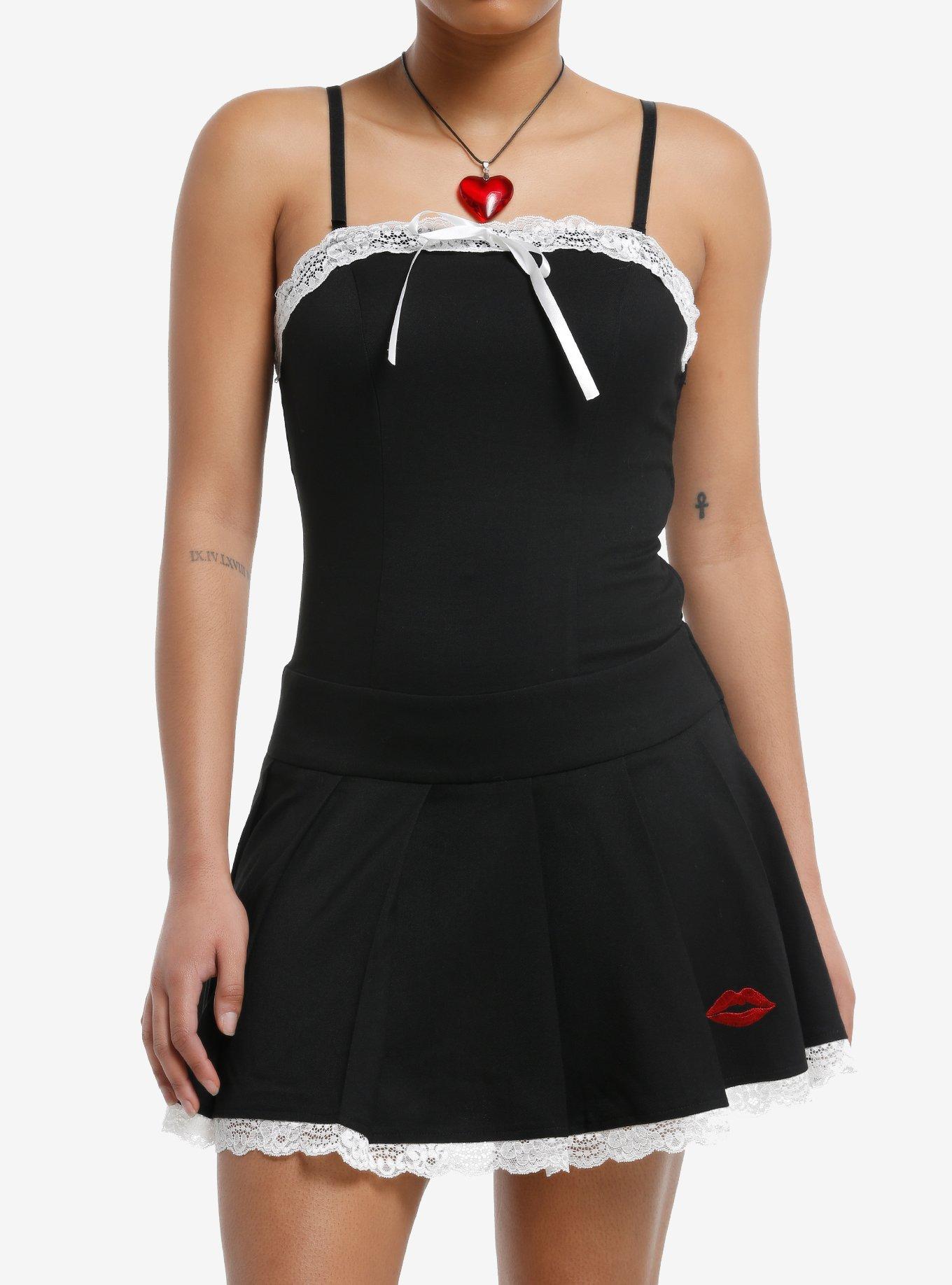 Sweet Society Black & White Lace Pleated Dress, , hi-res