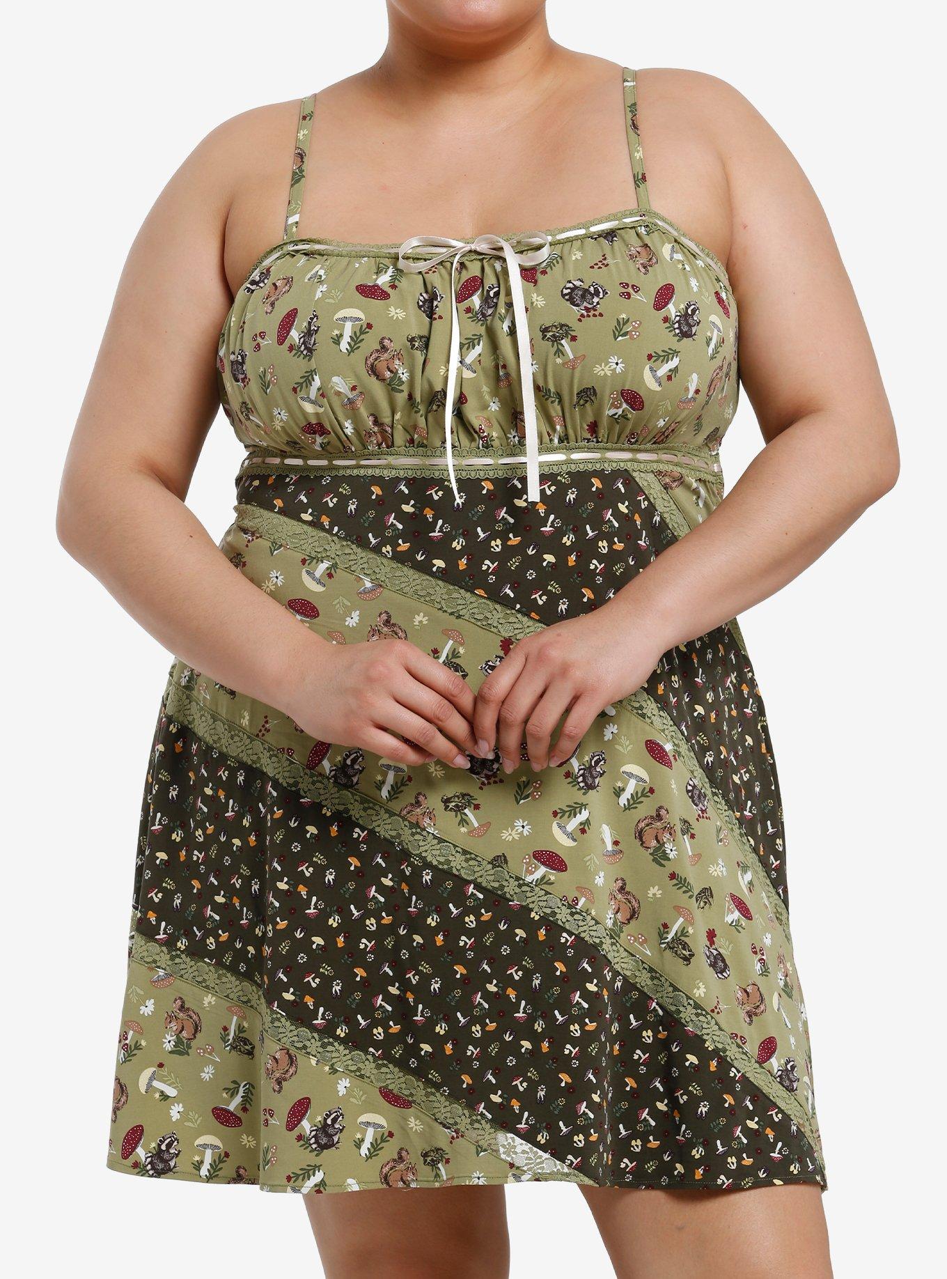 THORNANDFABLE Thorn & Fable Woodland Floral Split Pattern Cami Dress Plus Size