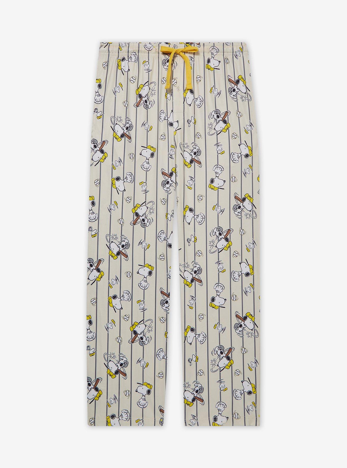 Peanuts Snoopy Baseball Striped Allover Print Sleep Pants — BoxLunch Exclusive, , hi-res