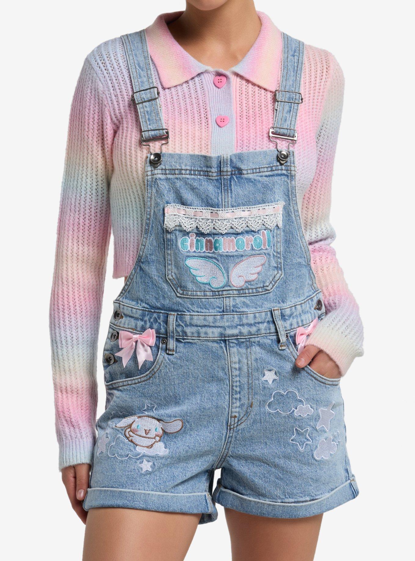 Cinnamoroll Ribbon Embroidered Denim Shortalls, , hi-res