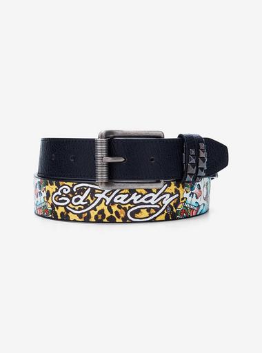 Ed Hardy Leopard Studded Belt | Hot Topic display picture 2