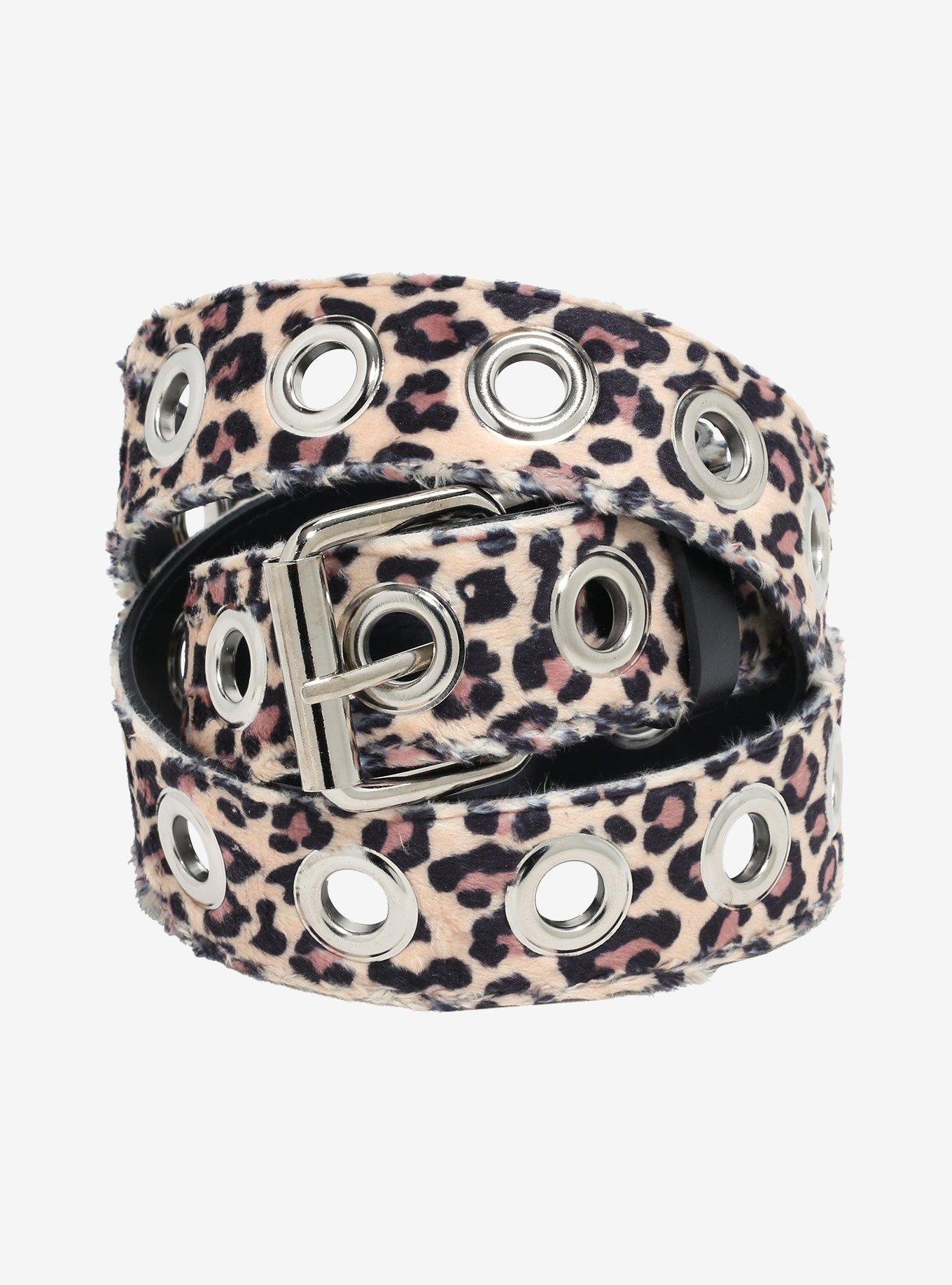 Fuzzy Leopard Grommet Belt, , hi-res