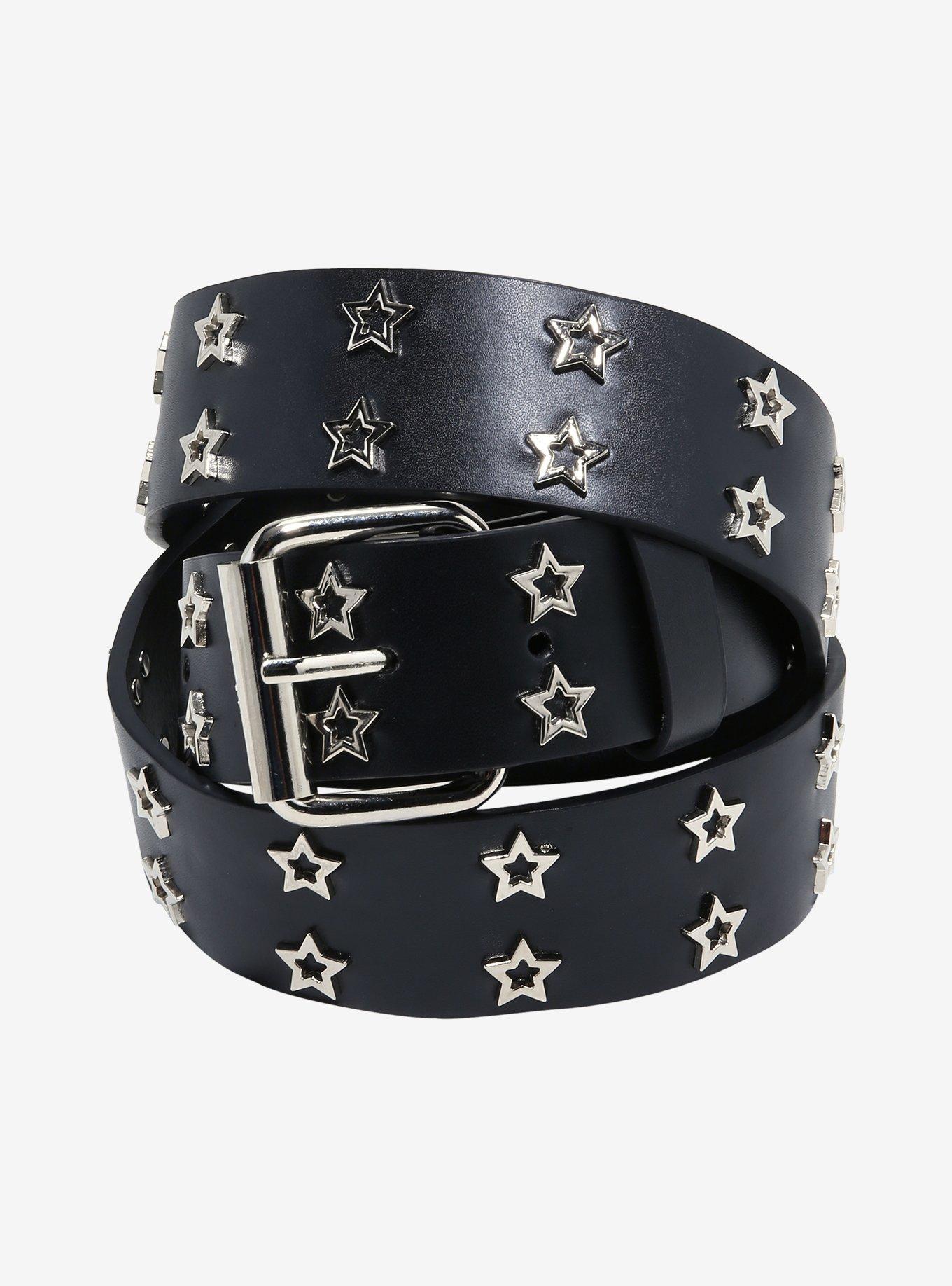Black & Silver Star Stud Belt, , hi-res