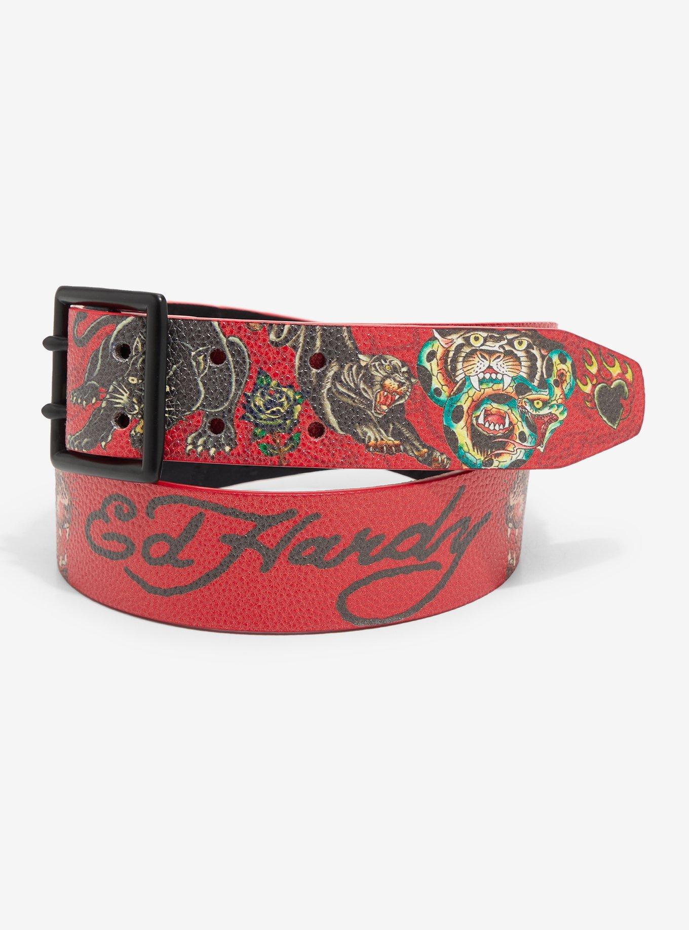 Ed Hardy Tattoo Stud Belt, , hi-res