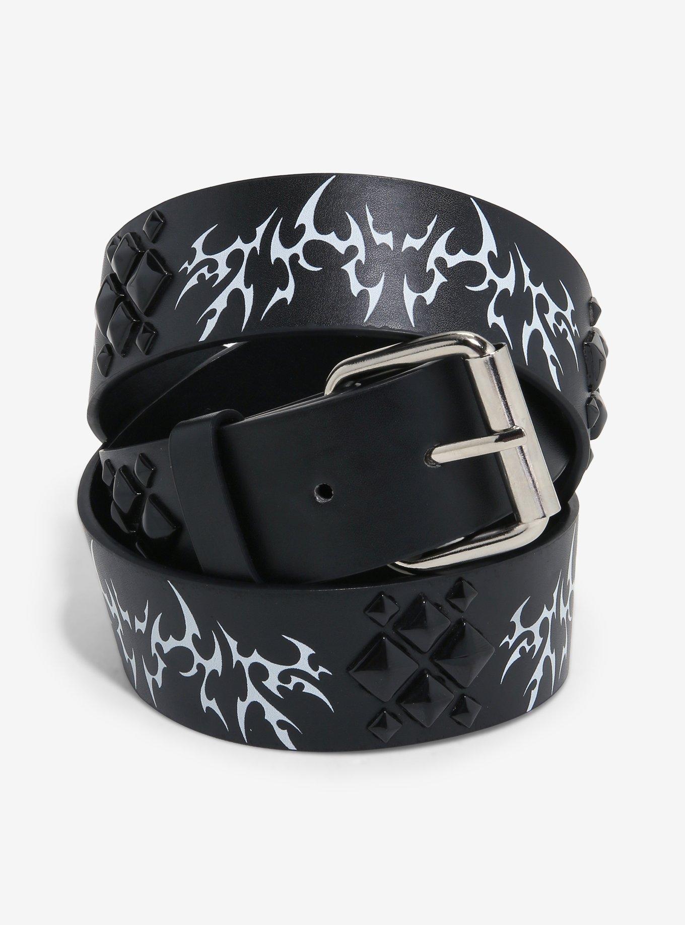 Black Heavy Metal Pyramid Stud Belt, MULTI, hi-res