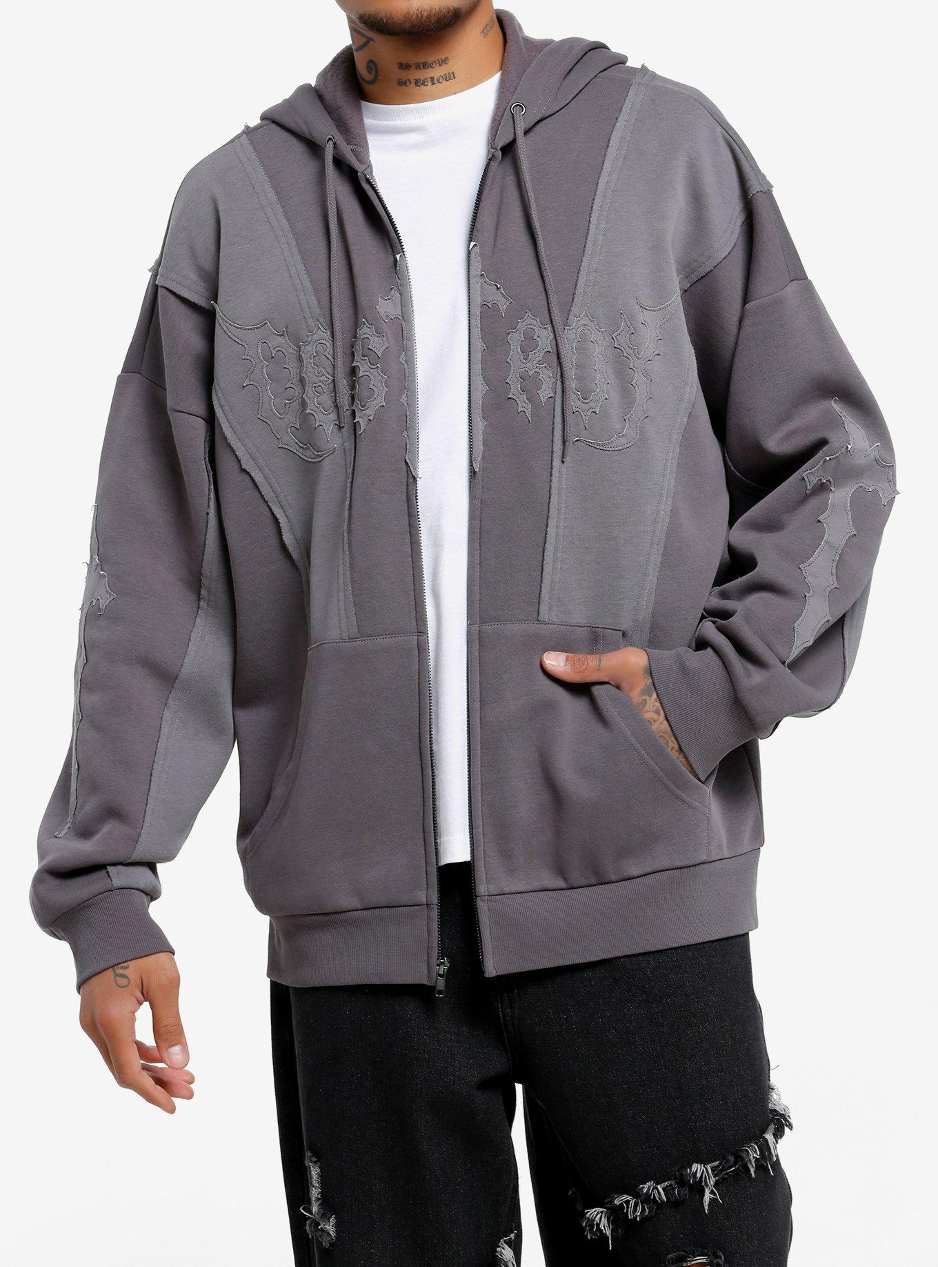 Destroy Grey Paneled Hoodie, , hi-res