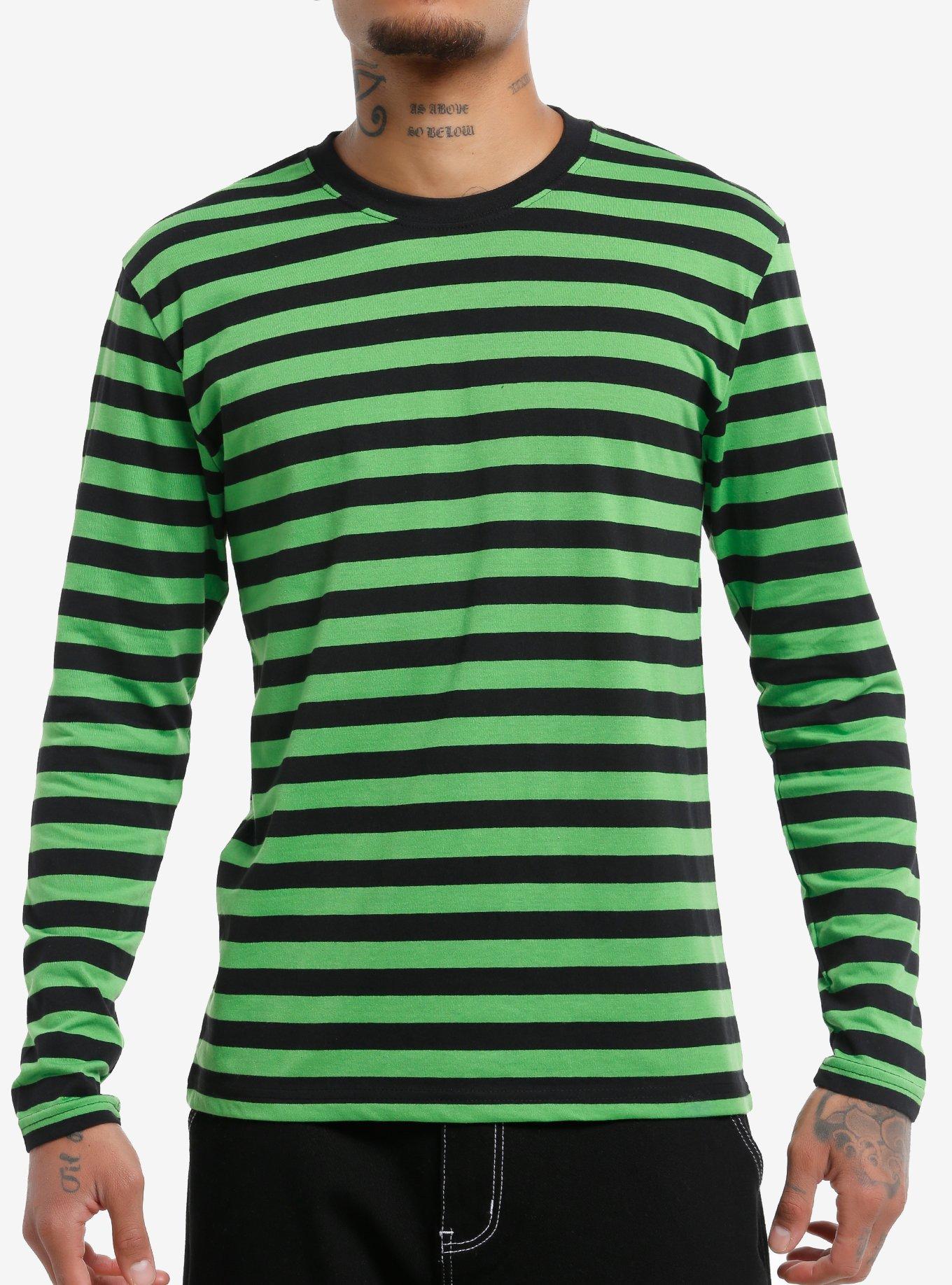 Neon Green & Black Stripe Long-Sleeve T-Shirt, , hi-res