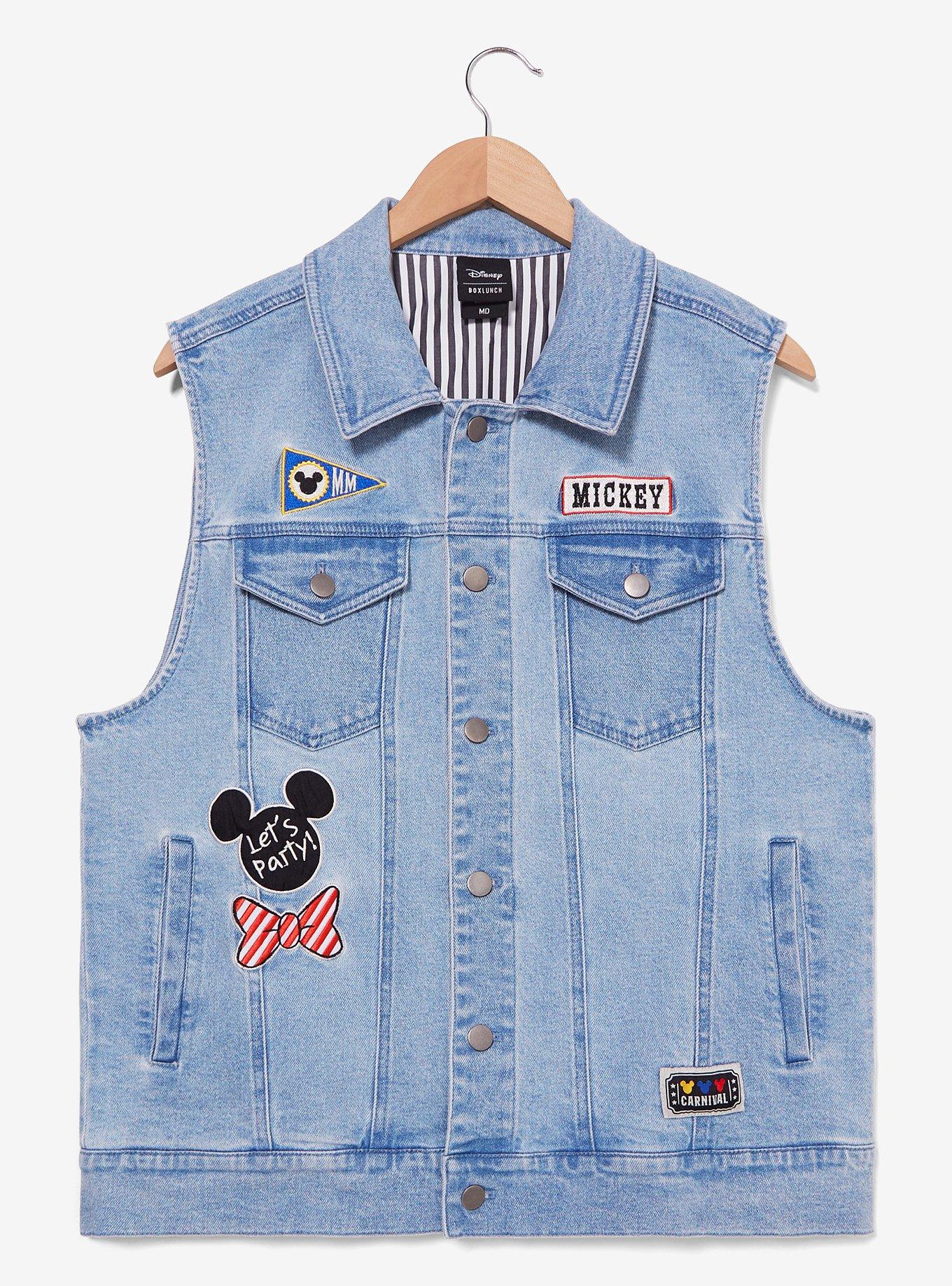 Disney Mickey Mouse Carnival Patches Denim Vest - BoxLunch Exclusive, , hi-res