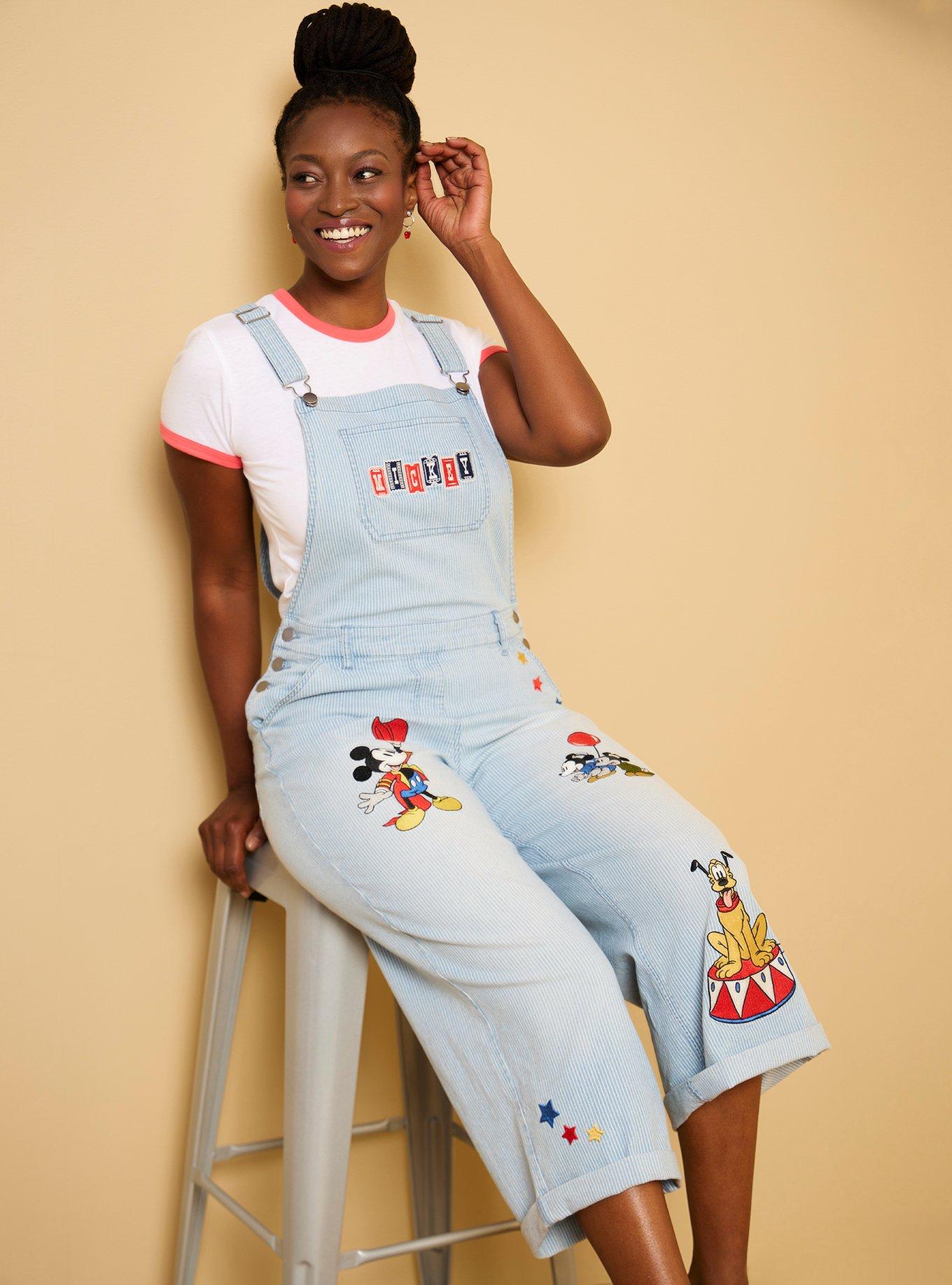 Disney Mickey Mouse Carnival Icons Women's Striped Overalls - BoxLunch Exclusive, , hi-res