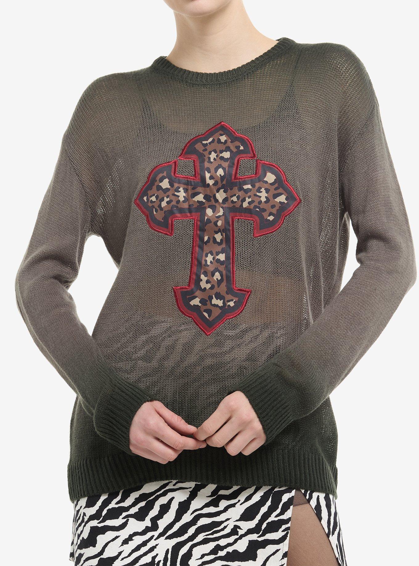 Cheetah Cross Faded Girls Sweater, , hi-res