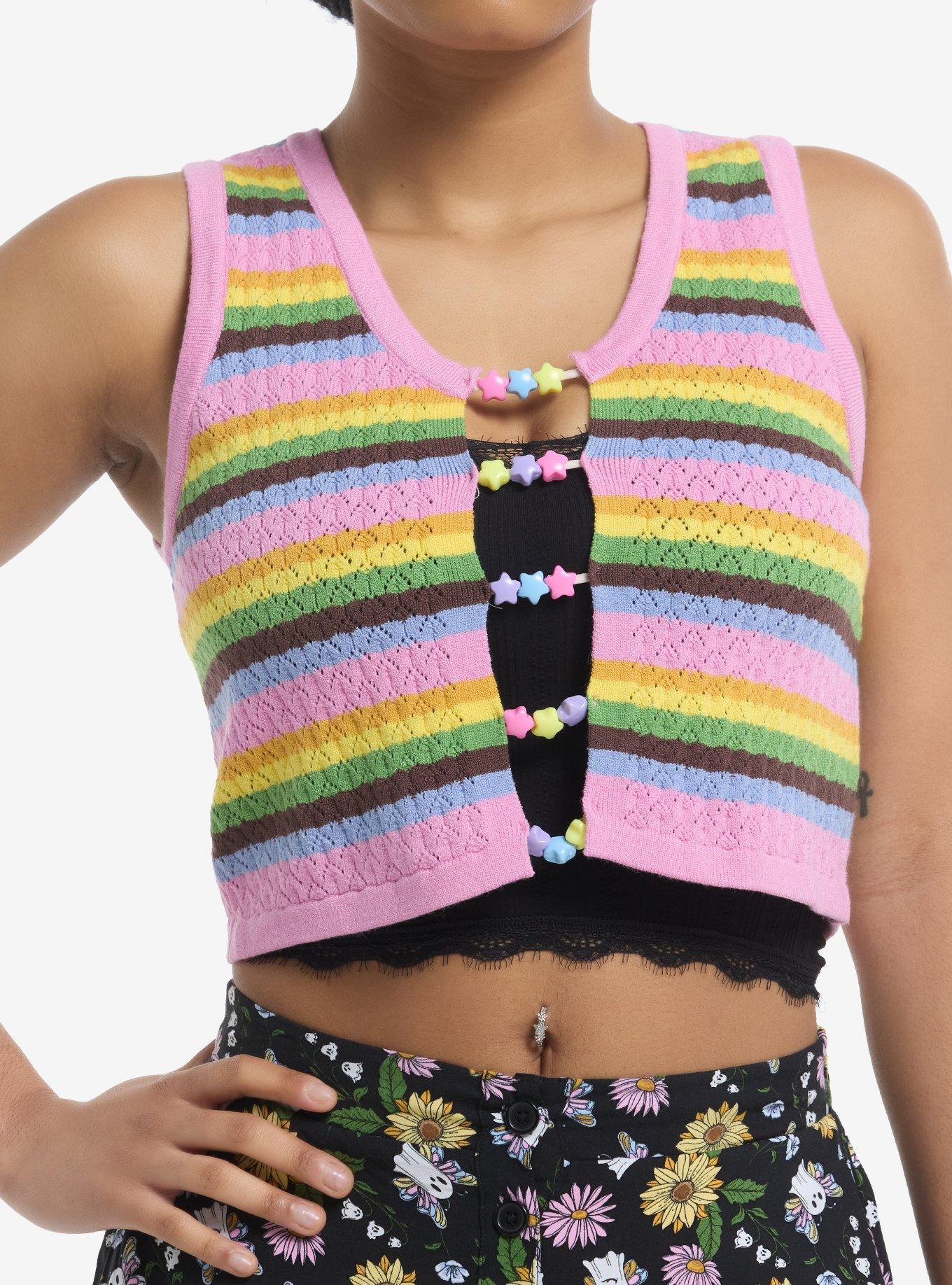 Thorn & Fable Spring Pastel Star Bead Girls Sweater Tank Top, , hi-res