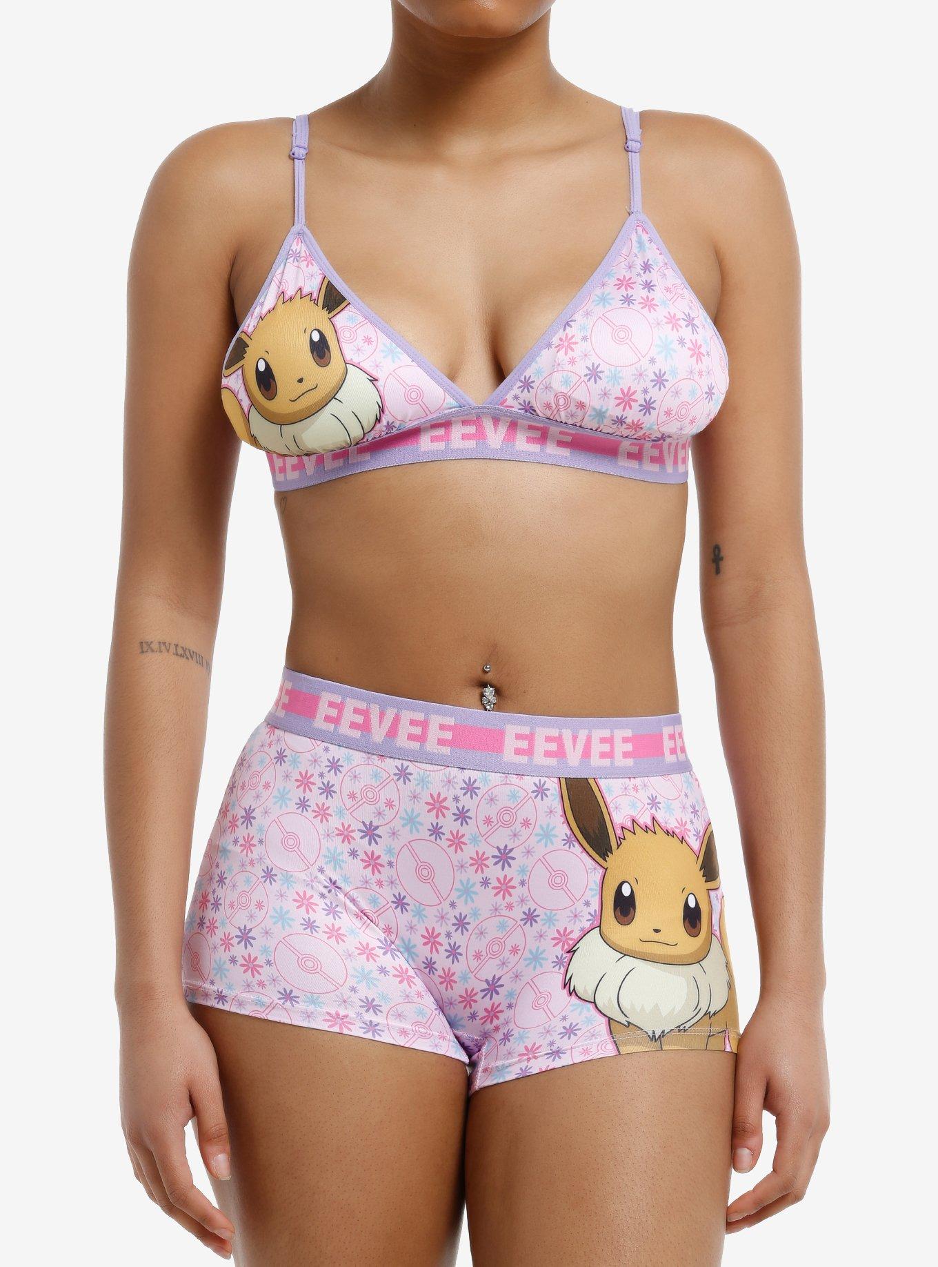 Pokemon Eevee Floral Bralette & Boyshort Set, , hi-res