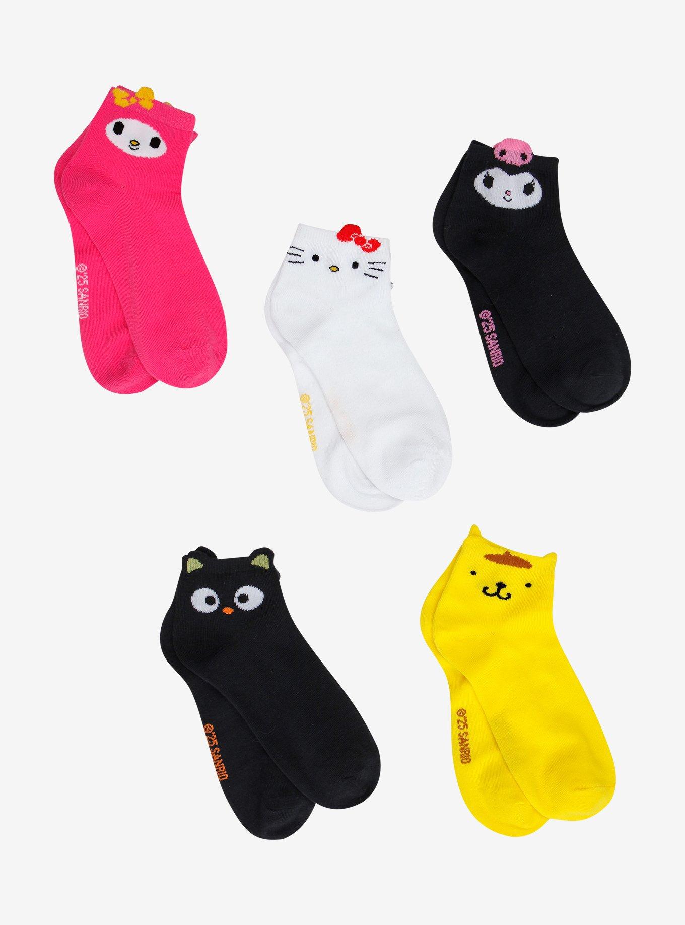 Hello Kitty And Friends Face Peeking Ankle Socks 5 Pair, , hi-res