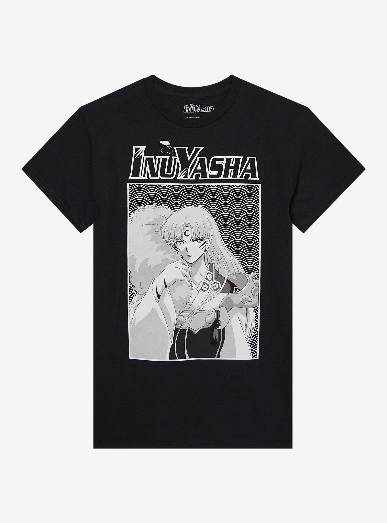 InuYasha Sesshomaru Black & White Portrait Boyfriend Fit Girls T-Shirt, , hi-res