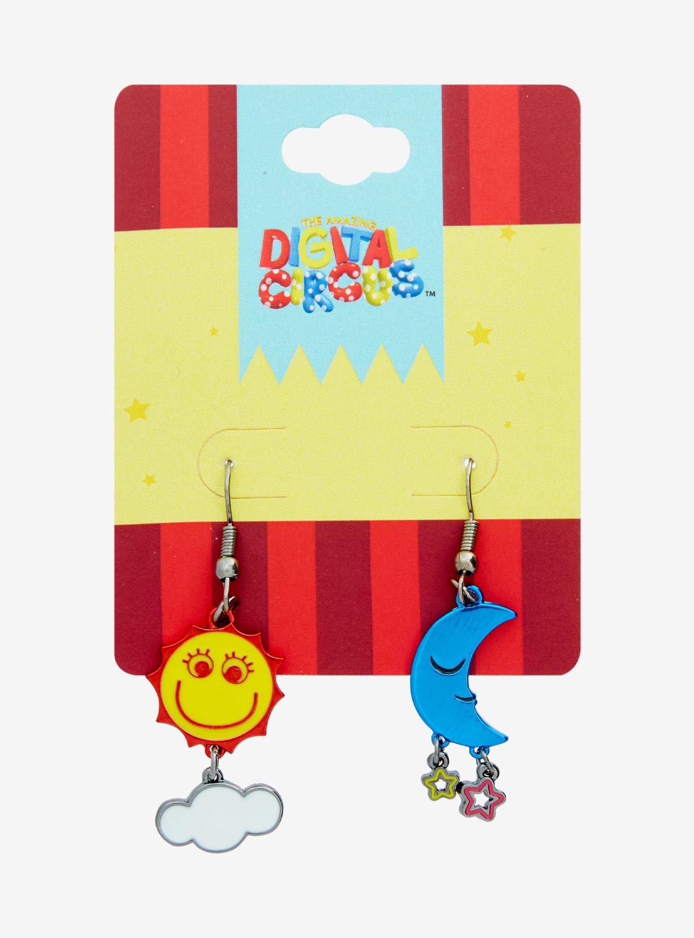 The Amazing Digital Circus Sun & Moon Mismatch Drop Earrings, , hi-res