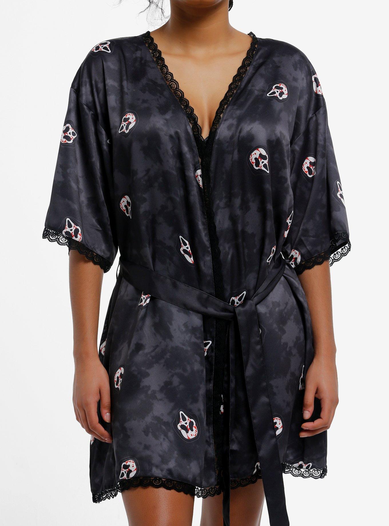 Ghost Face Mask Lace Trim Robe, , hi-res